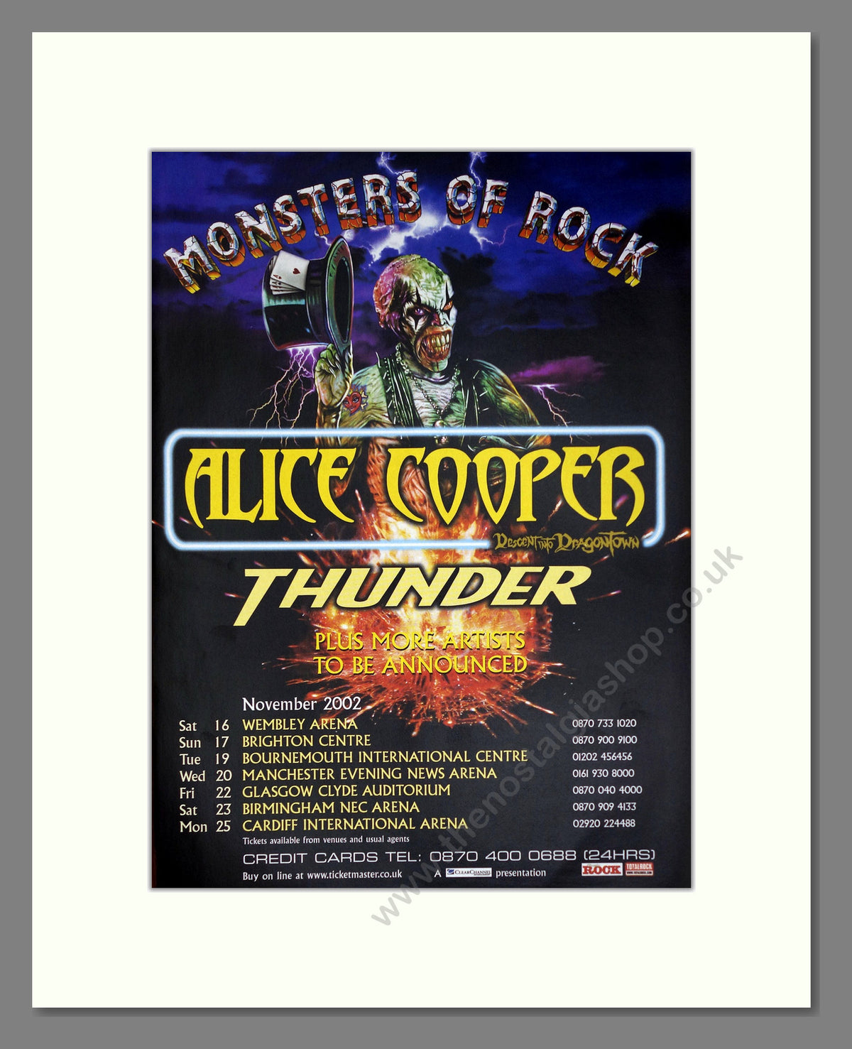 Monsters of Rock 2002, Alice Cooper. Vintage Advert 2002 (ref AD68971)