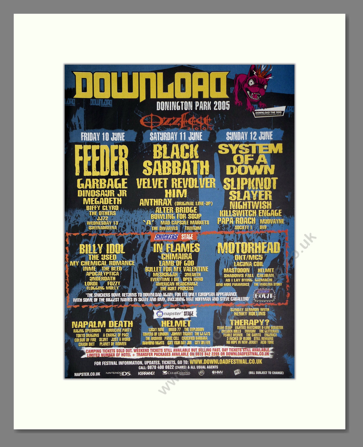 Download Festival 2005. Vintage Double Advert 2005 (ref AD68974)