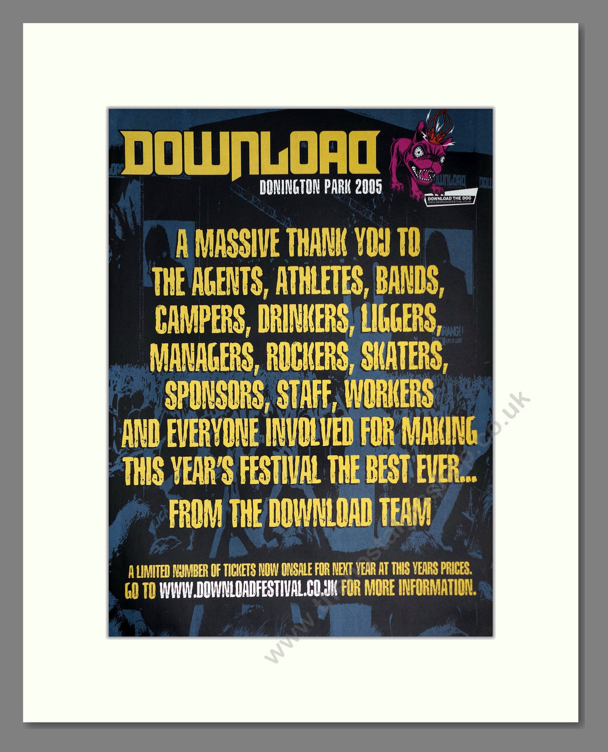 Download Festival 2005. Vintage Double Advert 2005 (ref AD68974)