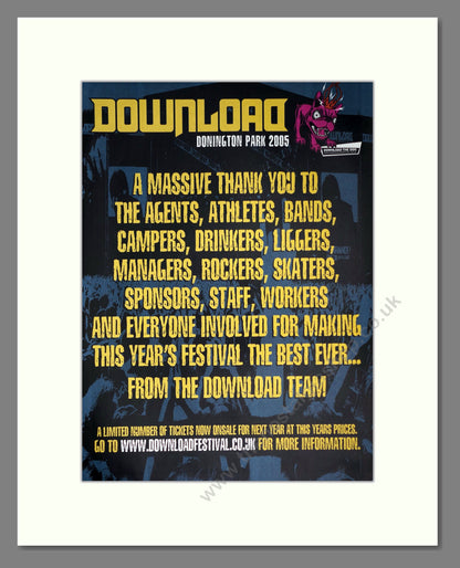 Download Festival 2005. Vintage Double Advert 2005 (ref AD68974)