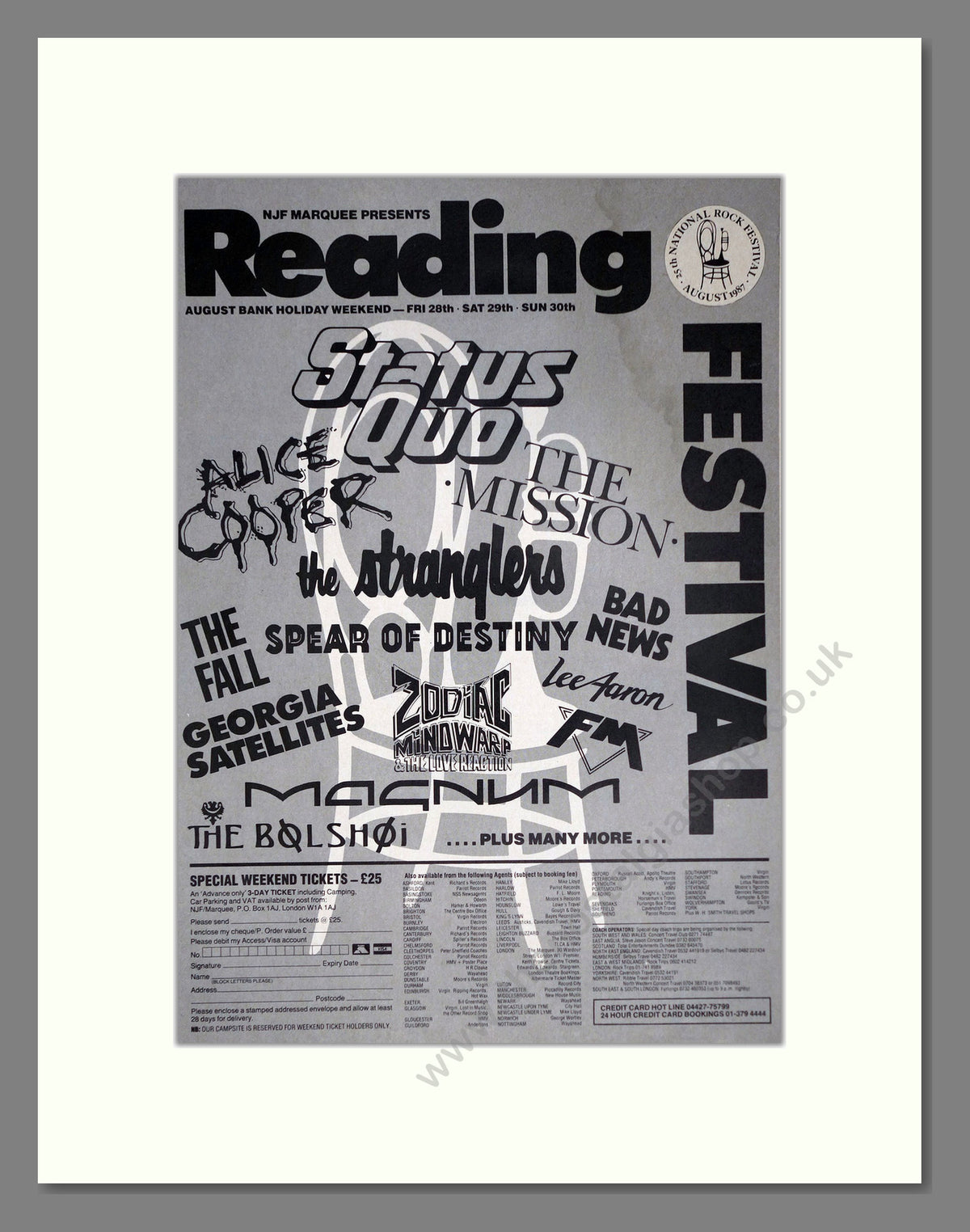 Reading 87. Status Quo. Vintage Advert 1987 (ref AD68977)