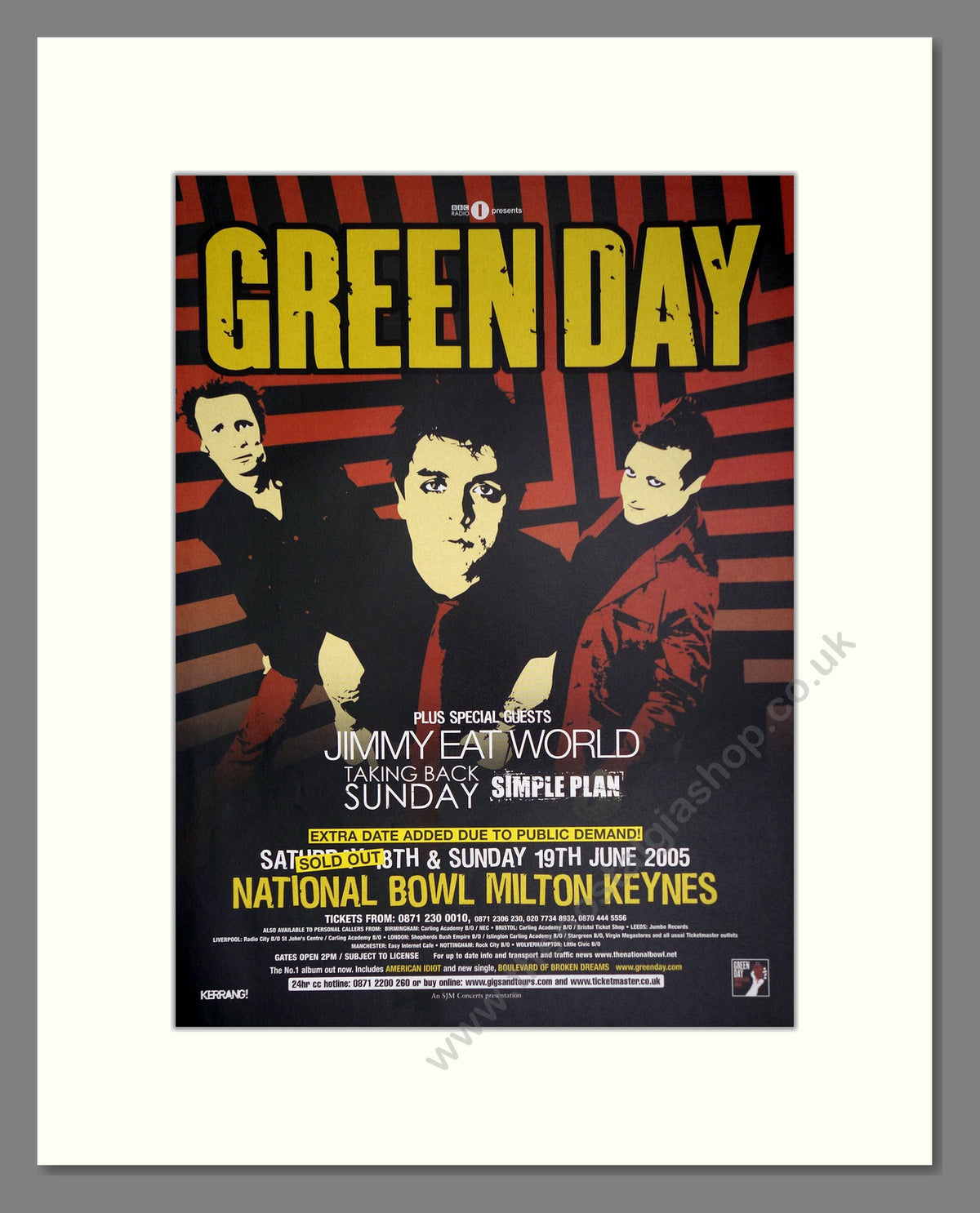 Green Day Milton Keynes 2005. Vintage Advert 2005 (ref AD68980)