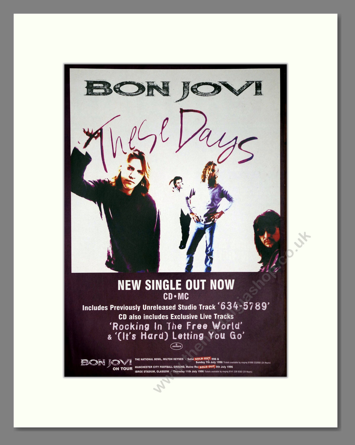 Bon Jovi These Days. 1996 Original Advert (ref AD68994)