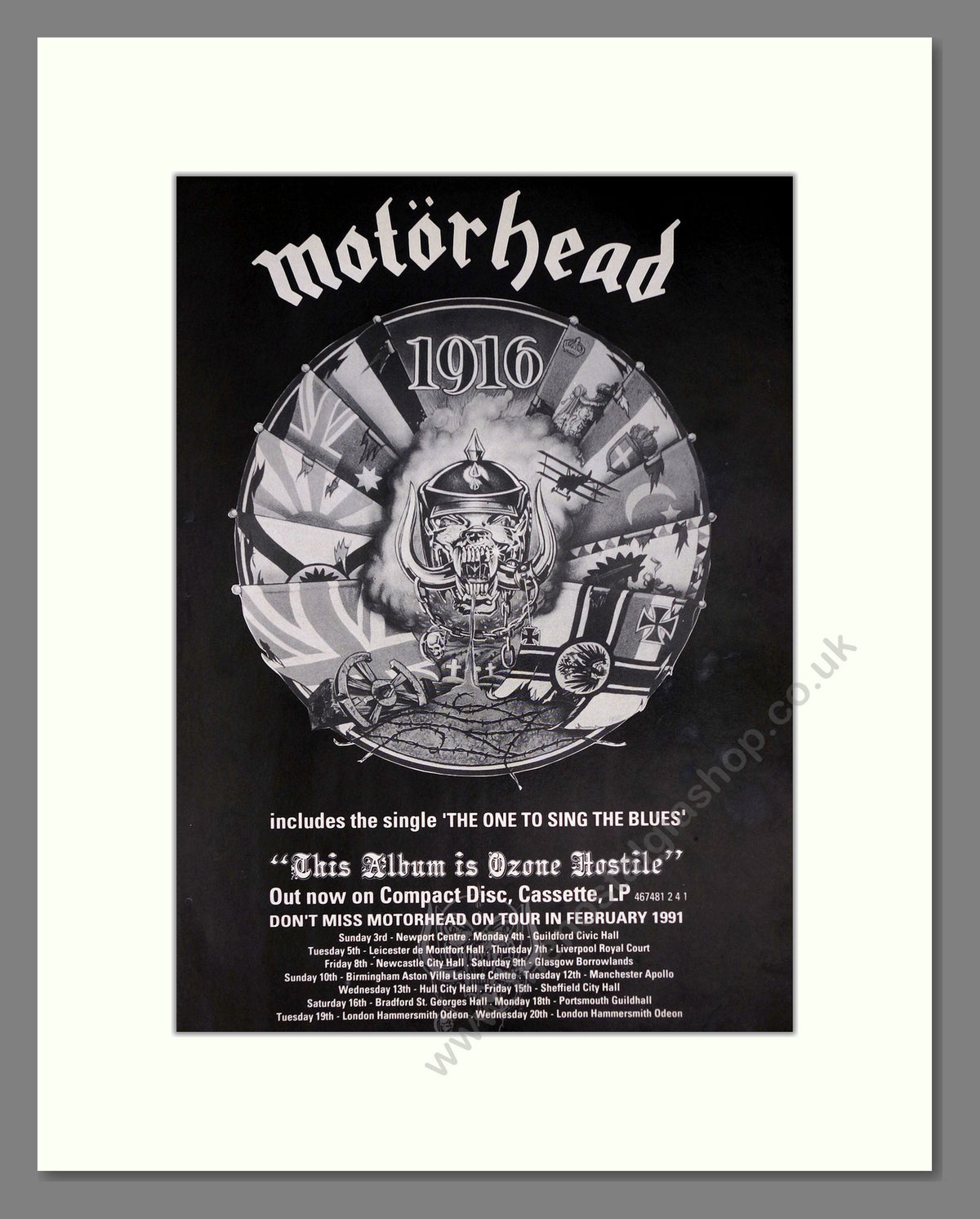 Motorhead 1916 + Tour Dates. 1991 Original Advert (ref AD69002)
