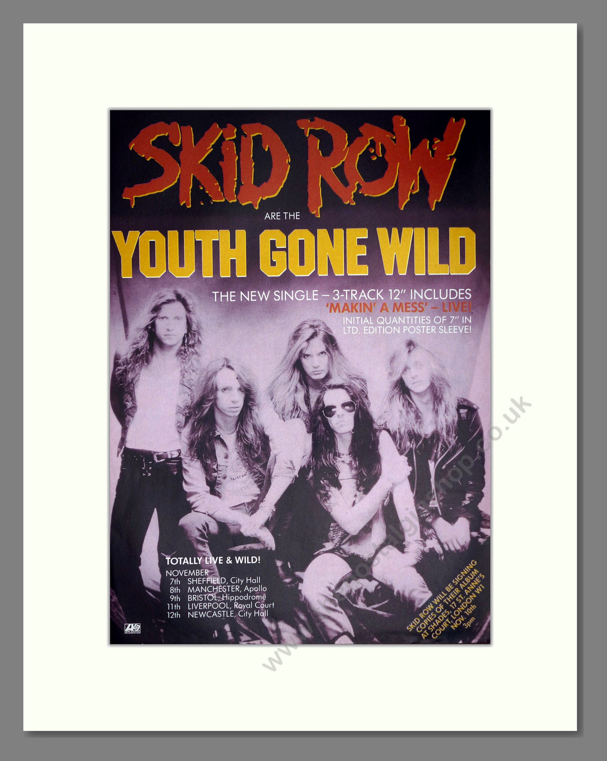 Skid Row Youth Gone Wild. 1989 Original Advert (ref AD69080)