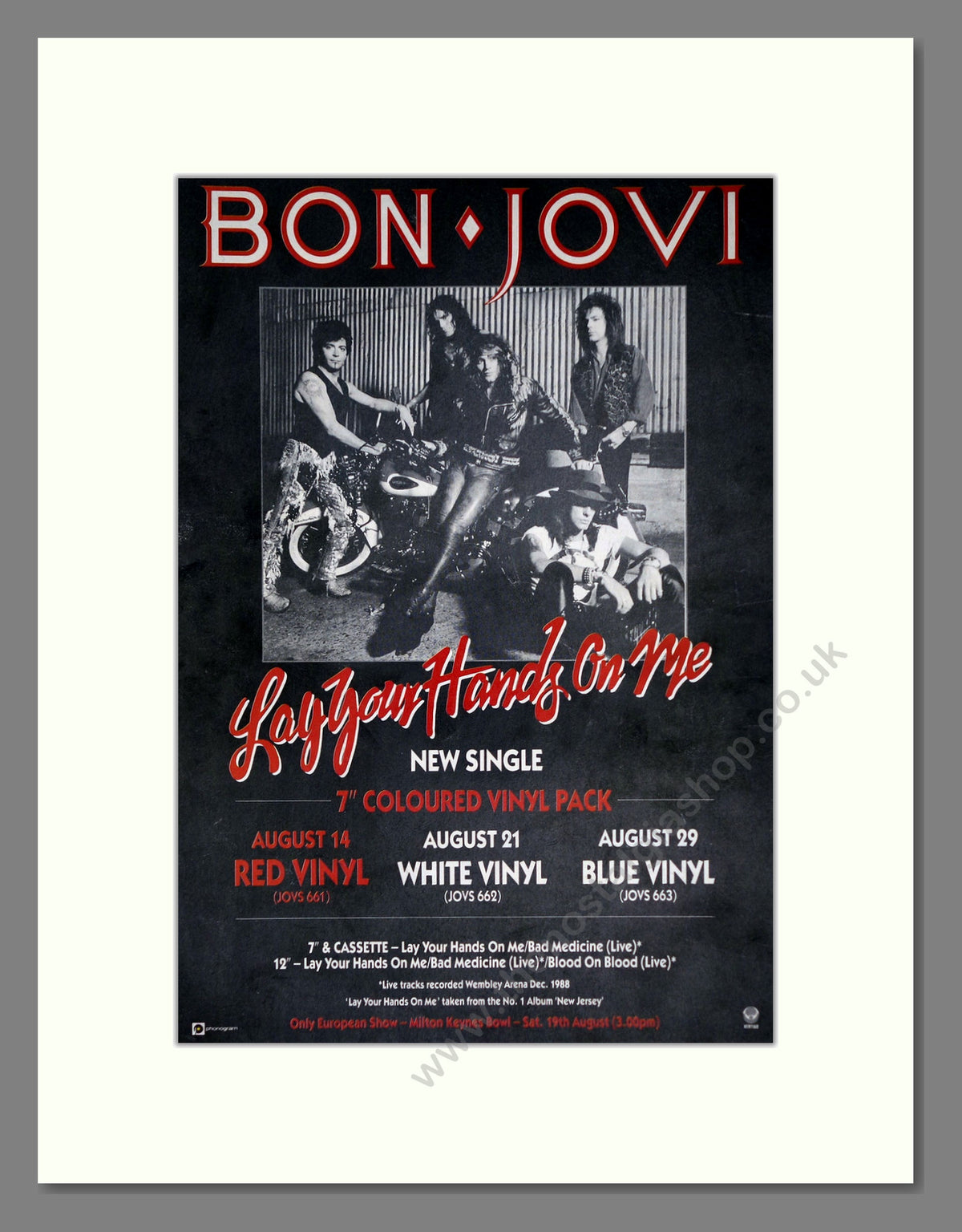 Bon Jovi Lay Your Hands on Me. 1989 Original Advert (ref AD68997)