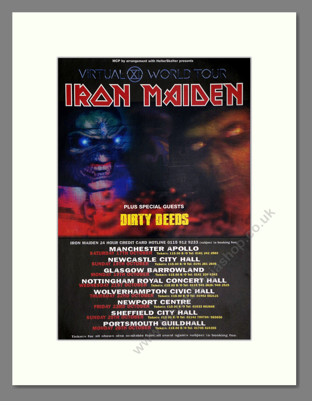 Iron Maiden Virtual XI World Tour. 1998 Original Advert (ref AD69090)