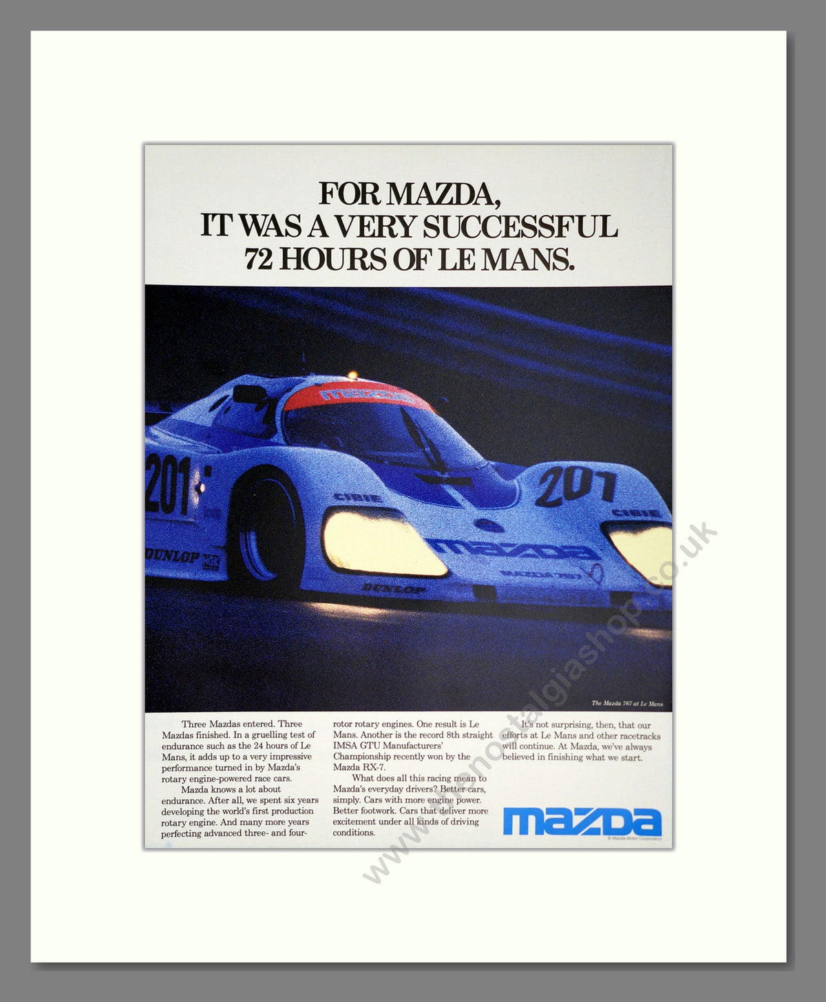 Mazda 767 at Le Mans. Original Advert 1988 (ref AD304202)
