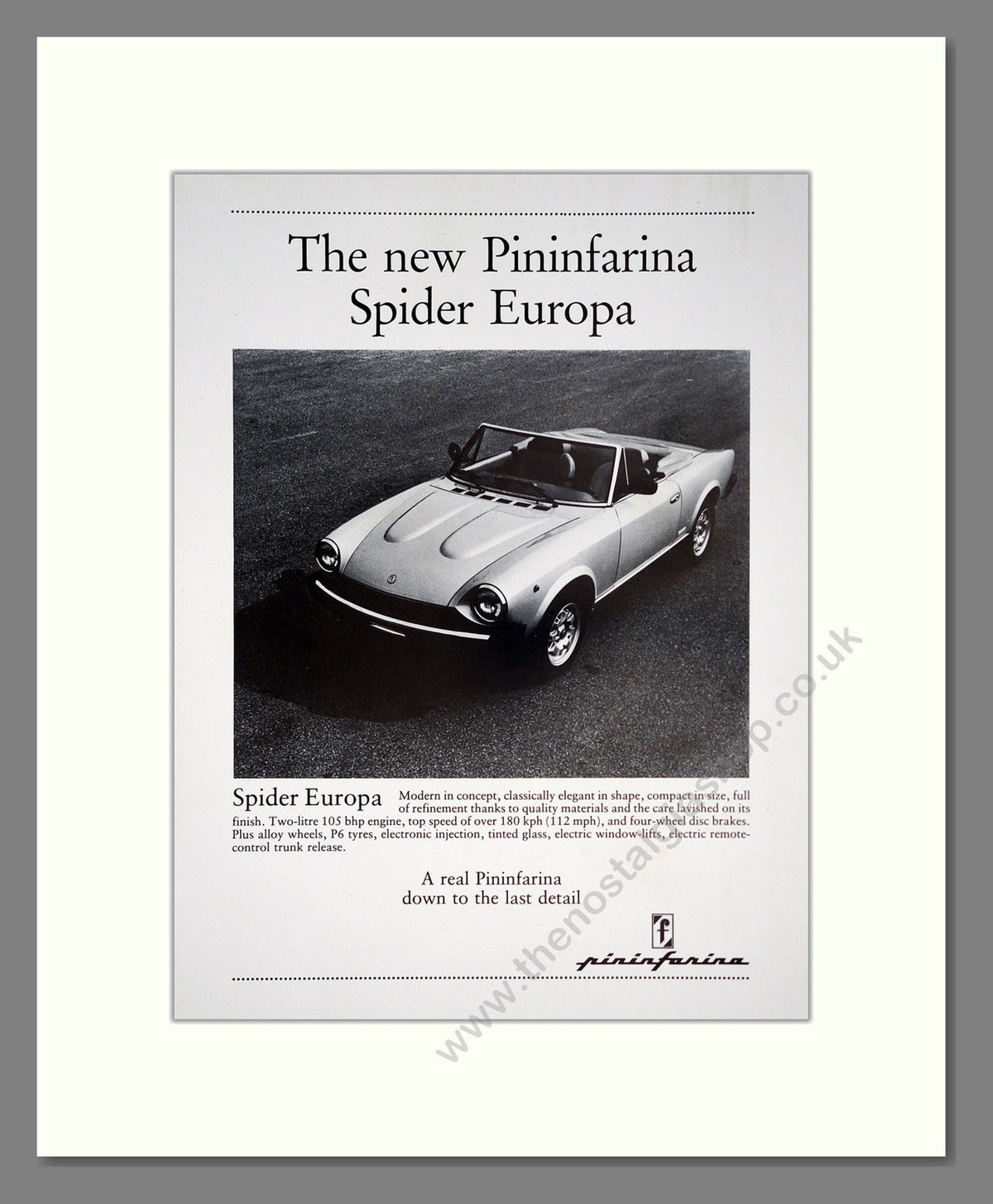 Pininfarina Spider Europa. Original Advert 1982 (ref AD304242)