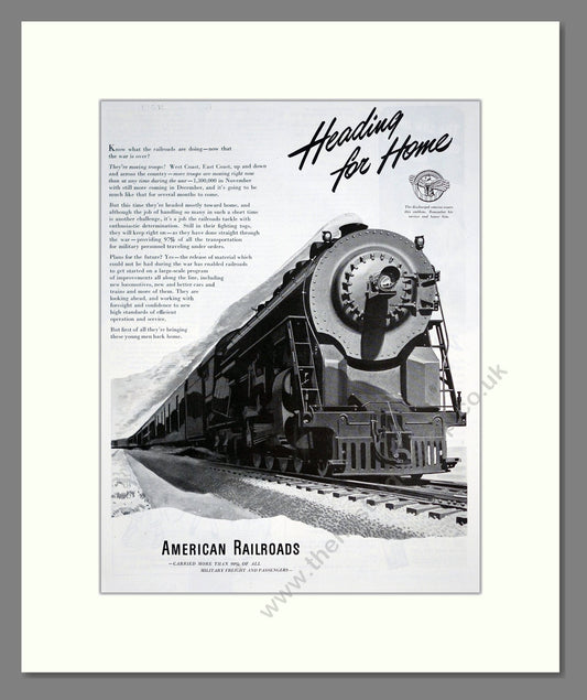 American Railroads - Heading For Home. Vintage Advert 1945 (ref AD303628)