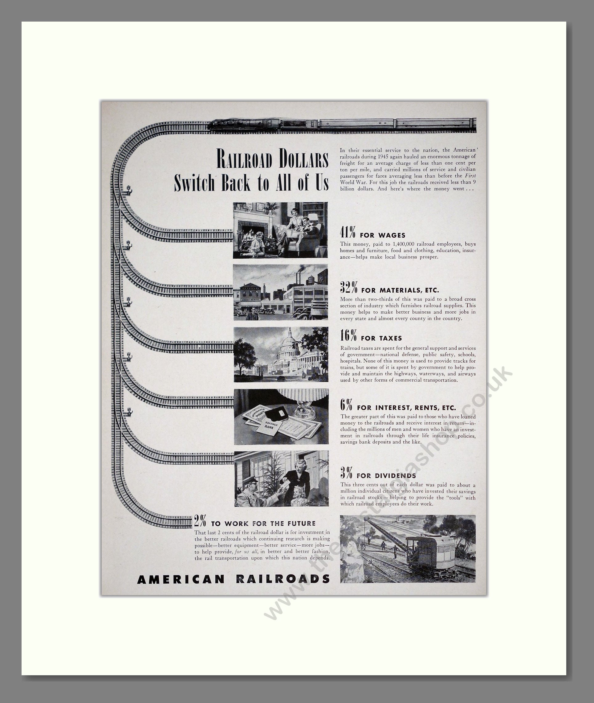 American Railroads - Railroad Dollars. Vintage Advert 1945 (ref AD303630)