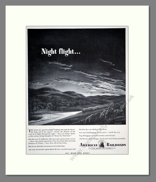 American Railroads - Night Flight. Vintage Advert 1943 (ref AD303631)