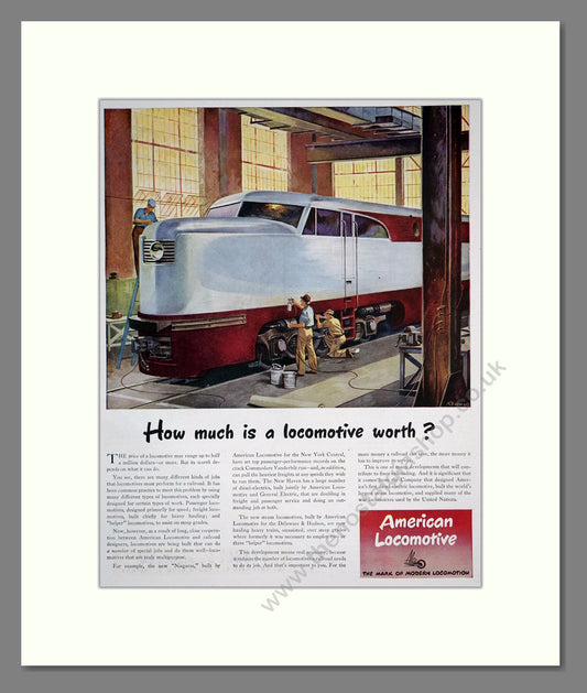 American Locomotive - How Much Is A Locomotive Worth. Vintage Advert 1945 (ref AD303633)