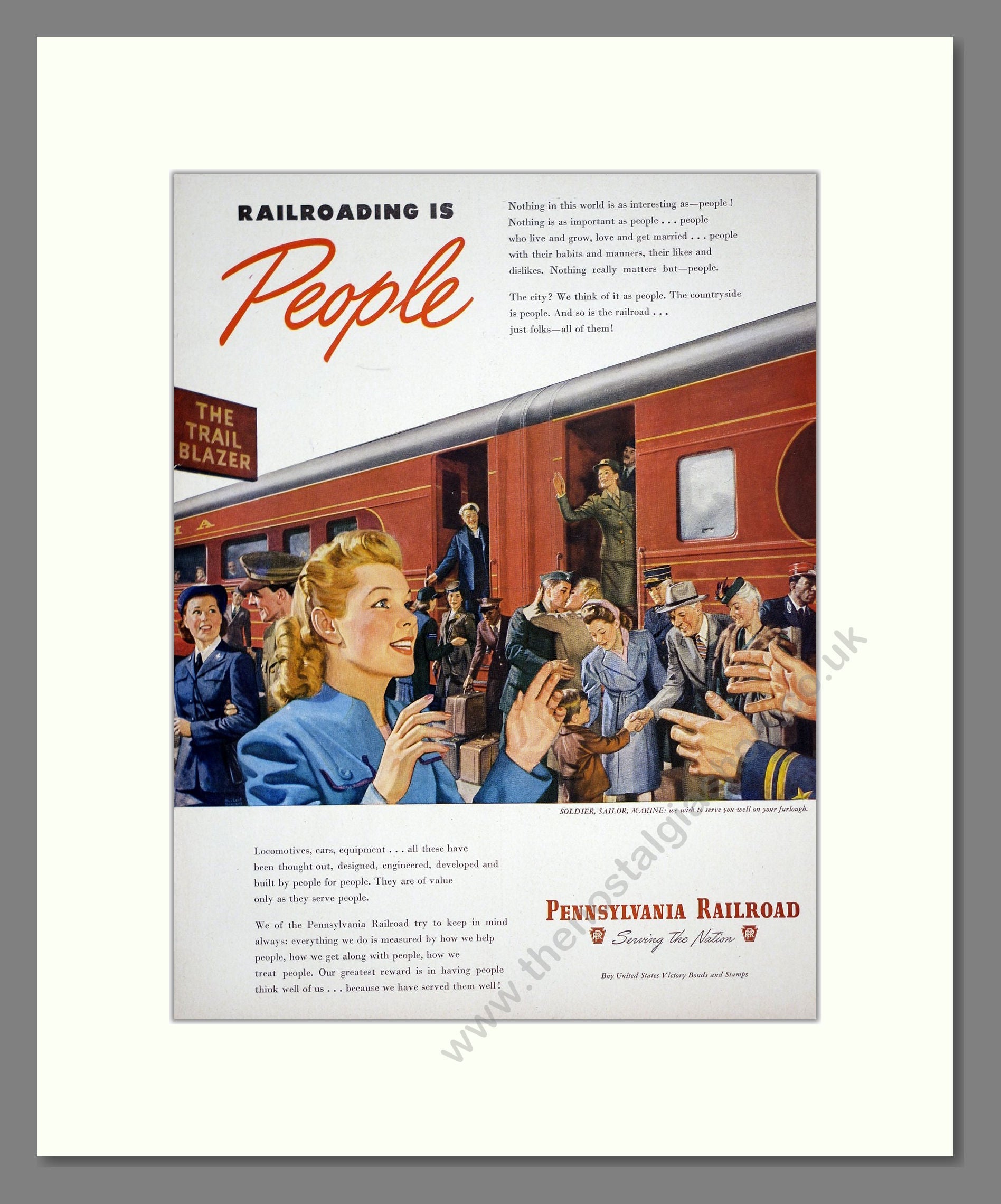 Pennsylvania Railroad - Railroading Is People. Vintage Advert 1945 (ref AD303635)