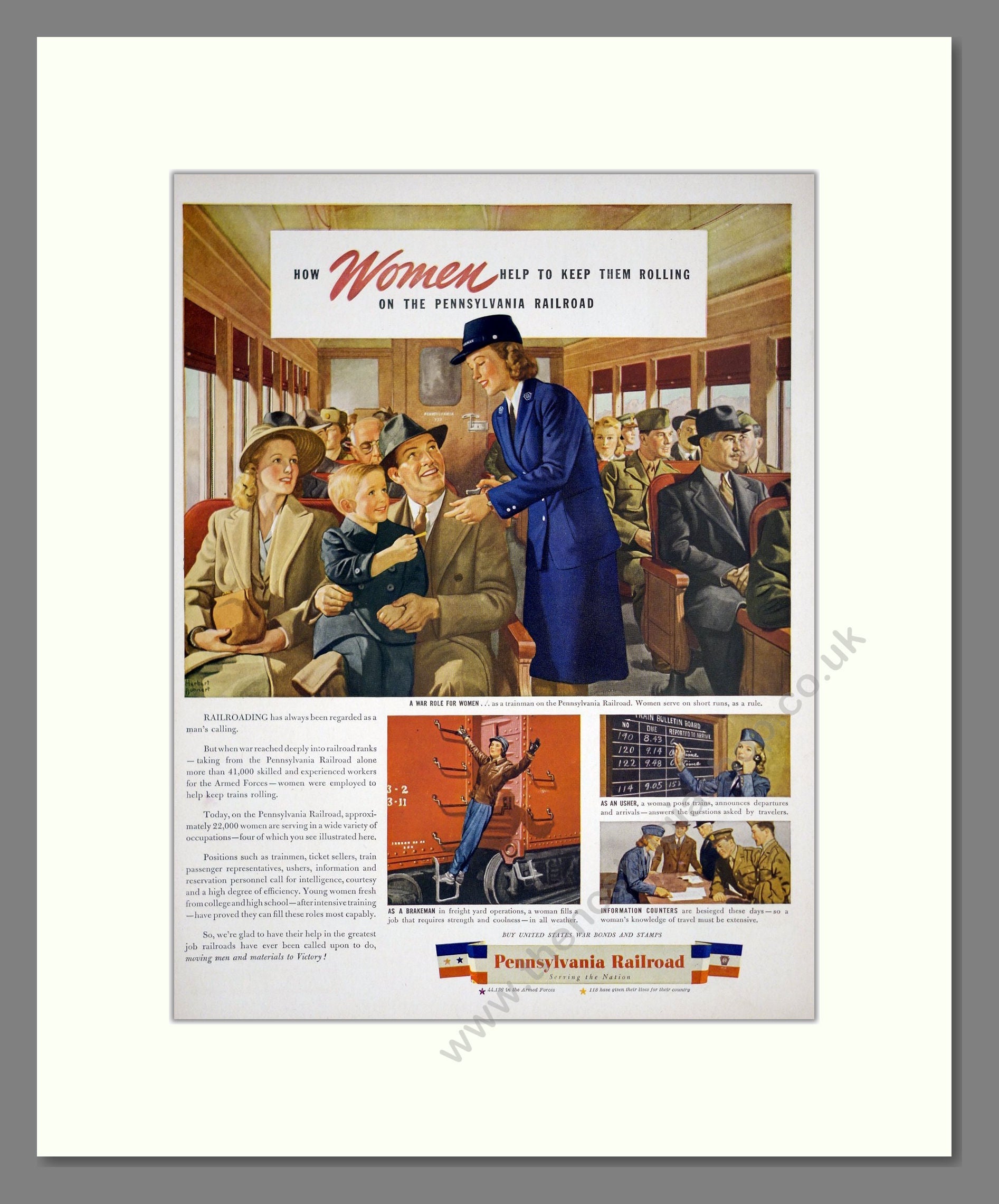 Pennsylvania Railroad - A War Role For Women. Vintage Advert 1944 (ref AD303636)