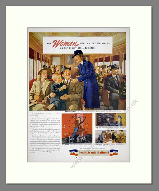 Pennsylvania Railroad - A War Role For Women. Vintage Advert 1944 (ref AD303636)