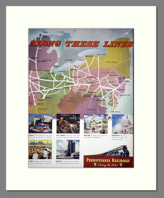 Pennsylvania Railroad - Along These Lines. Vintage Advert 1946 (ref AD303637)