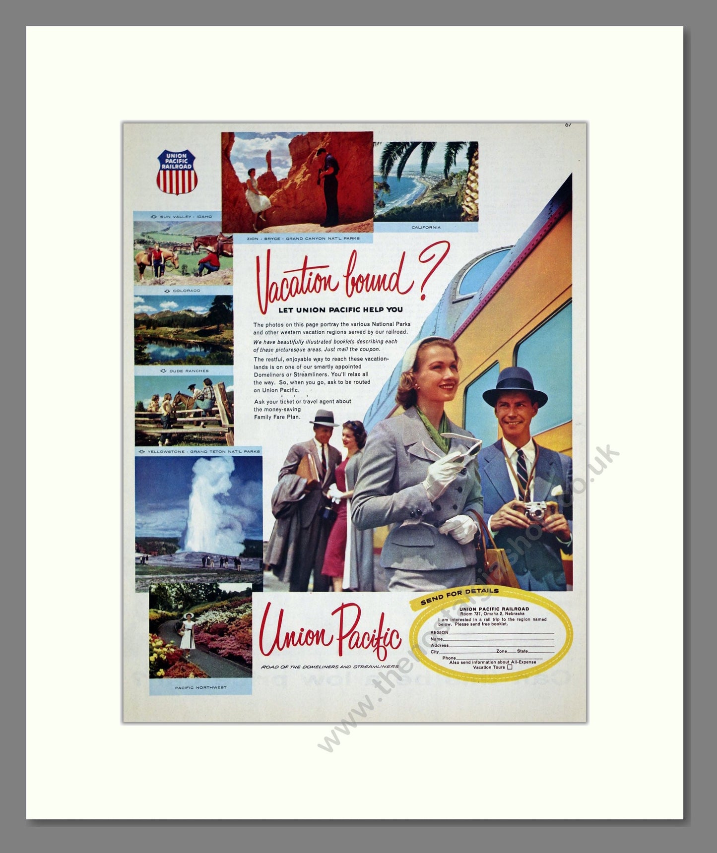 Union Pacific Railroad - Vacation Bound. Vintage Advert 1956 (ref AD303639)