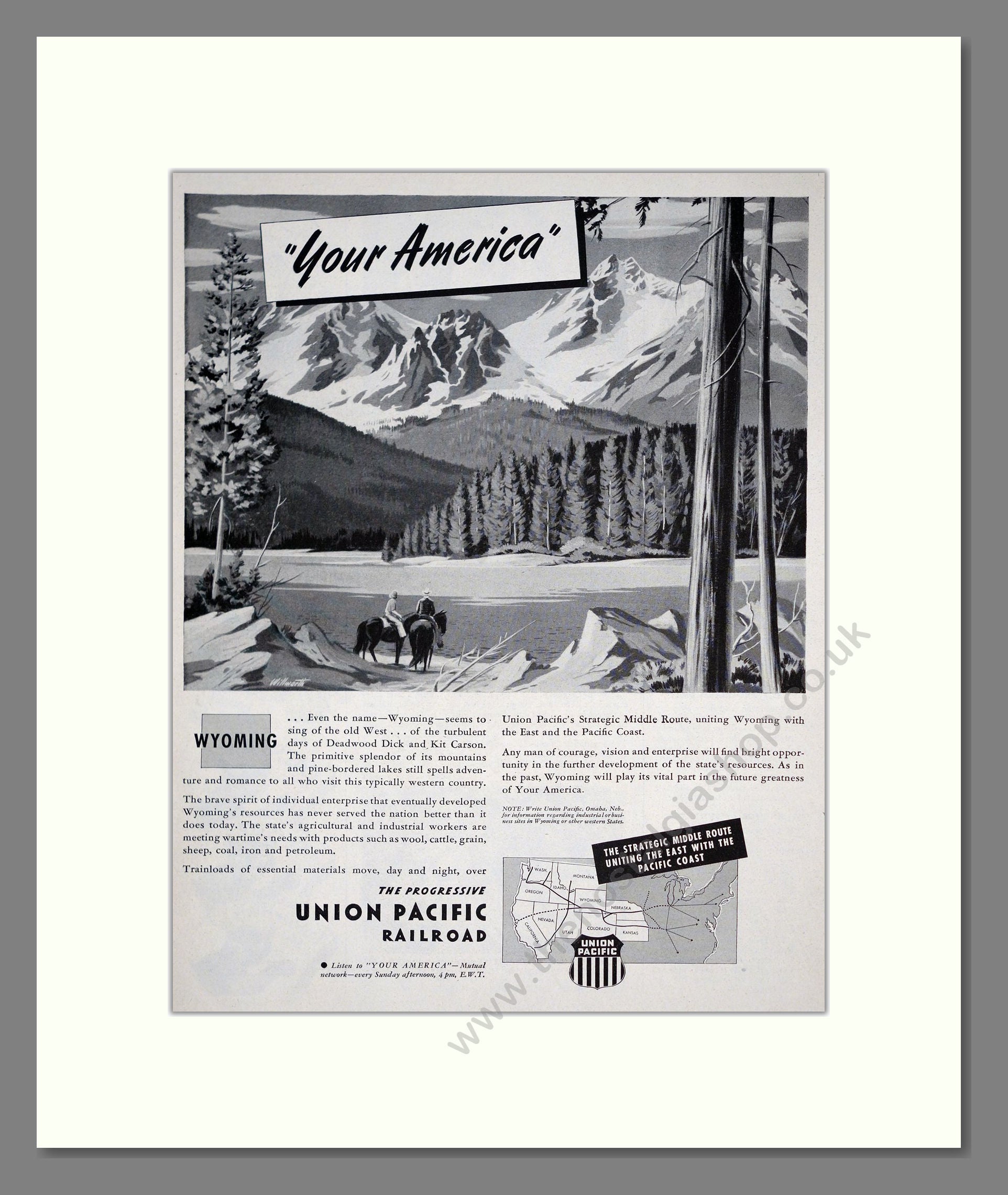 Union Pacific Railroad - Your America. Vintage Advert 1945 (ref AD303640)