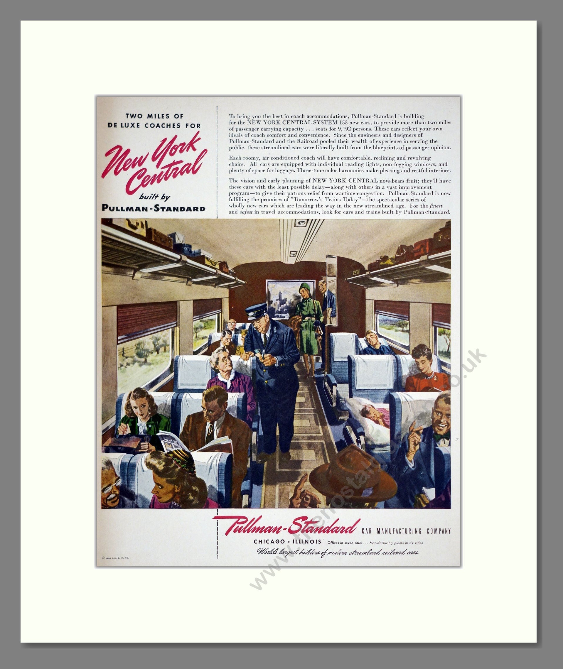 Pullman Standard - New York Central Coaches. Vintage Advert 1946 (ref AD303643)