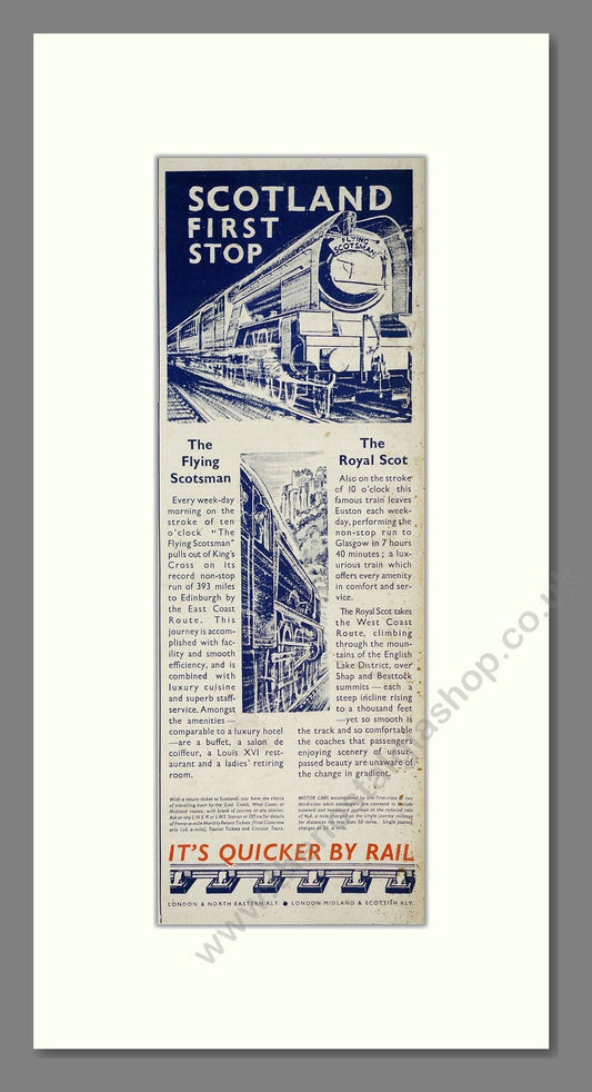 LNER / London Midland And Scottish Railway - Flying Scotsman / Royal Scot. Vintage Advert 1935 (ref AD303645)