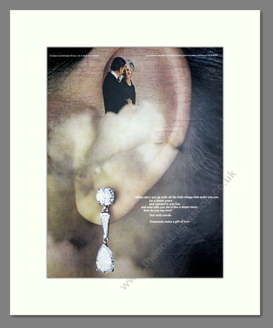 De Beers - Diamonds. Vintage Advert 1969 (ref AD303649)