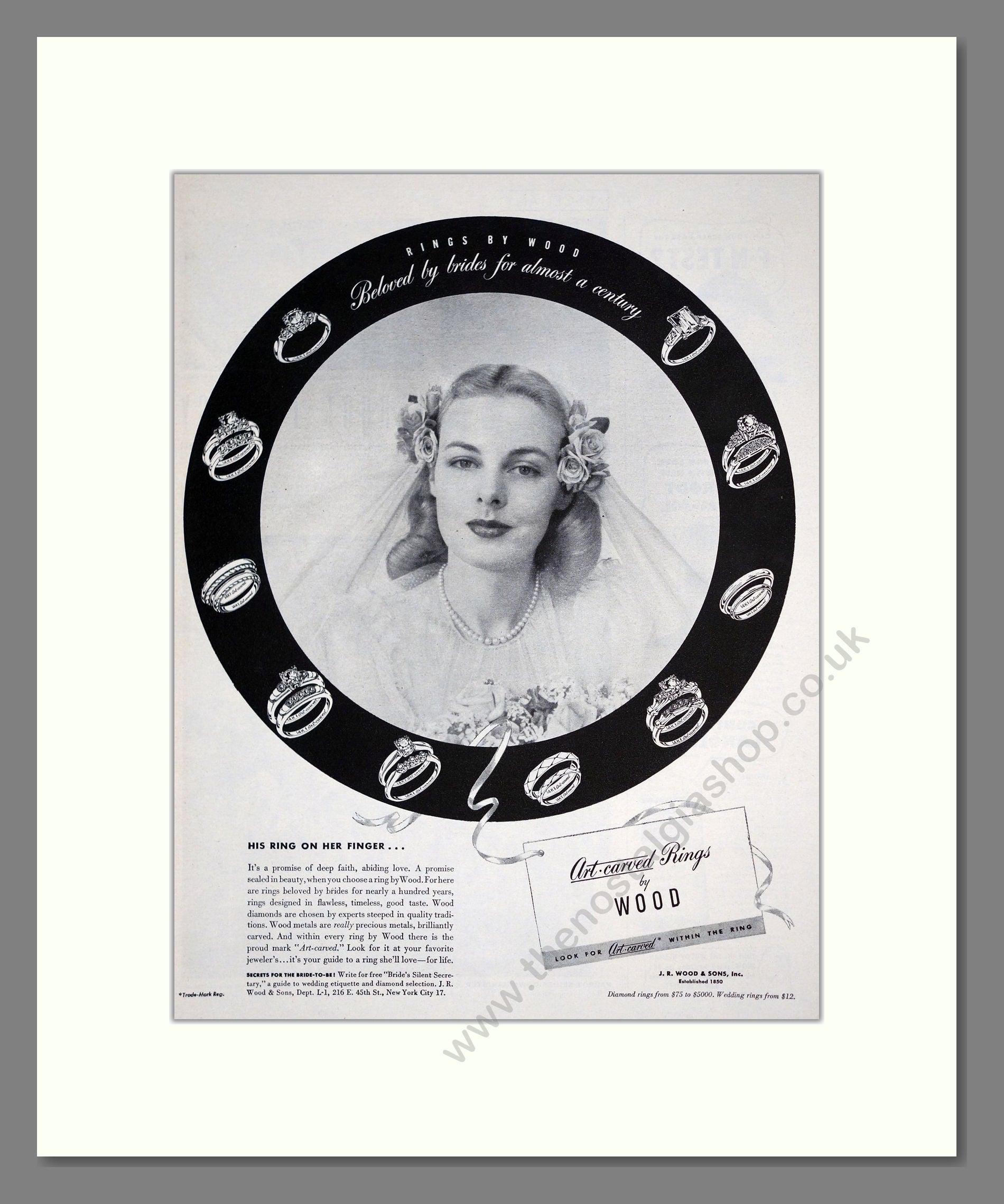 Wood - Art Carved Rings. Vintage Advert 1946 (ref AD303650)