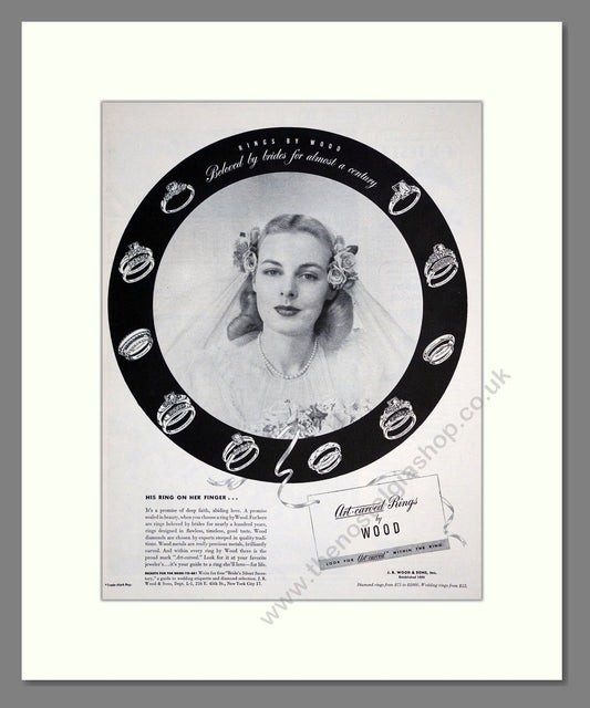 Wood - Art Carved Rings. Vintage Advert 1946 (ref AD303650)