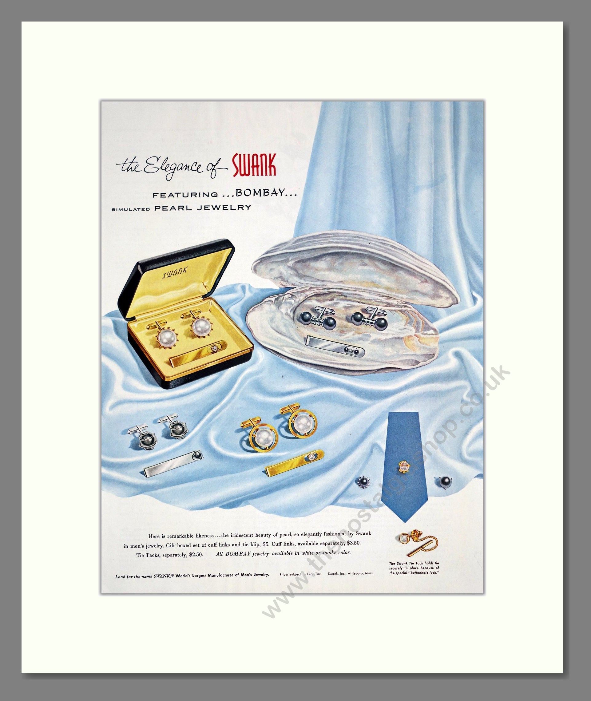 Swank - Pearl jewellrey. Vintage Advert 1956 (ref AD303652)