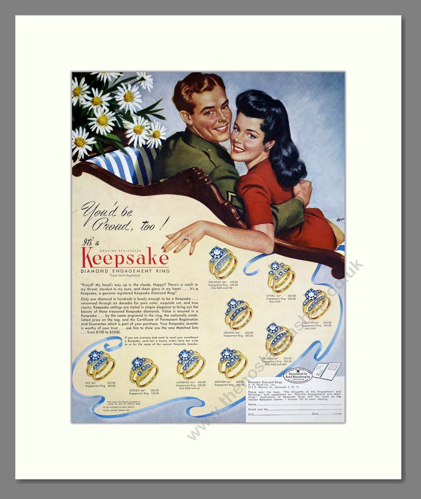 Keepsake - Diamond Rings. Vintage Advert 1945 (ref AD303654)