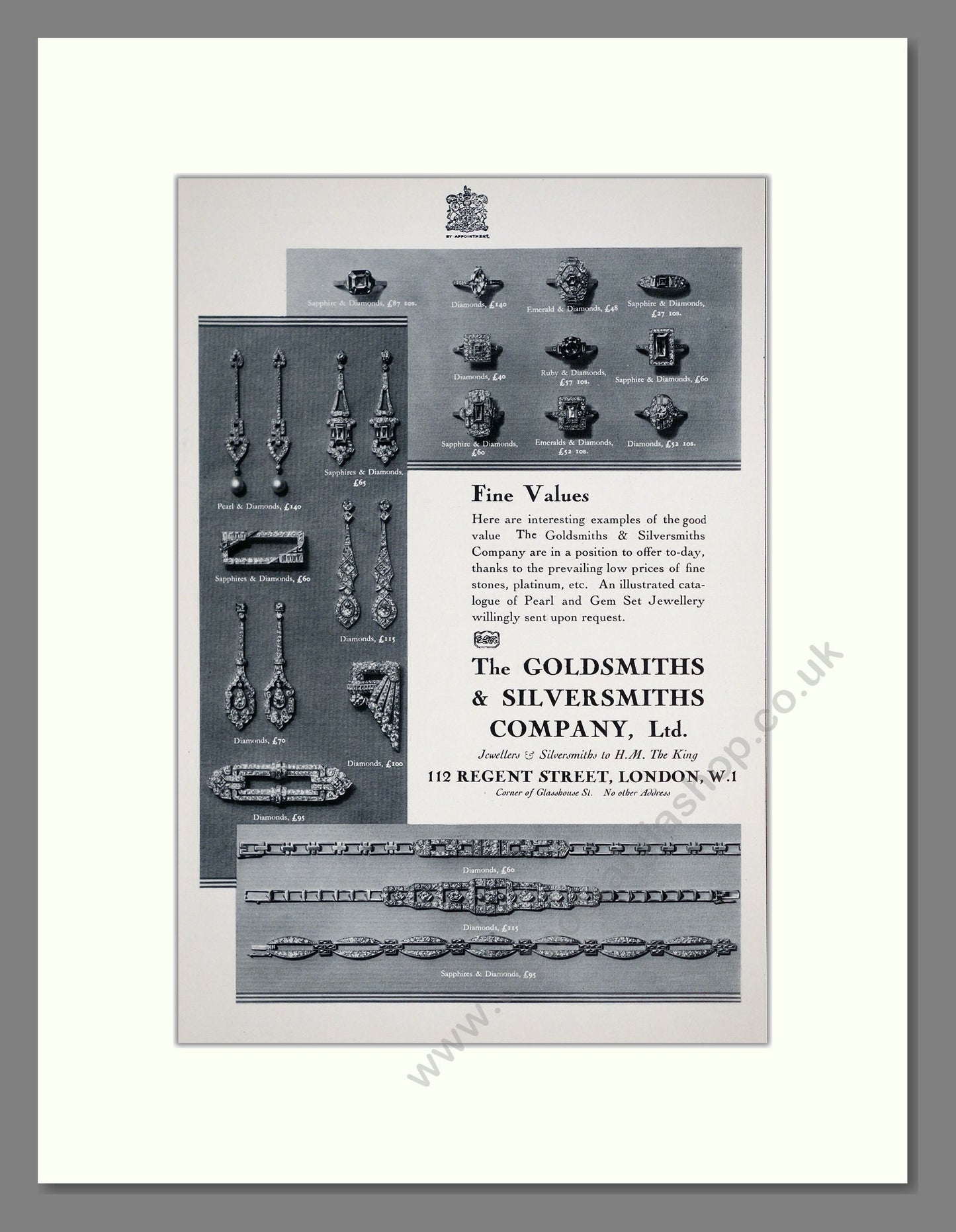 Goldsmiths And Silversmiths Company - Jewellery Gifts. Vintage Advert 1931 (ref AD303658)