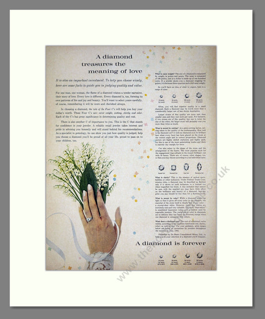 De Beers - A Diamond Is Forever. Vintage Advert 1965 (ref AD303667)