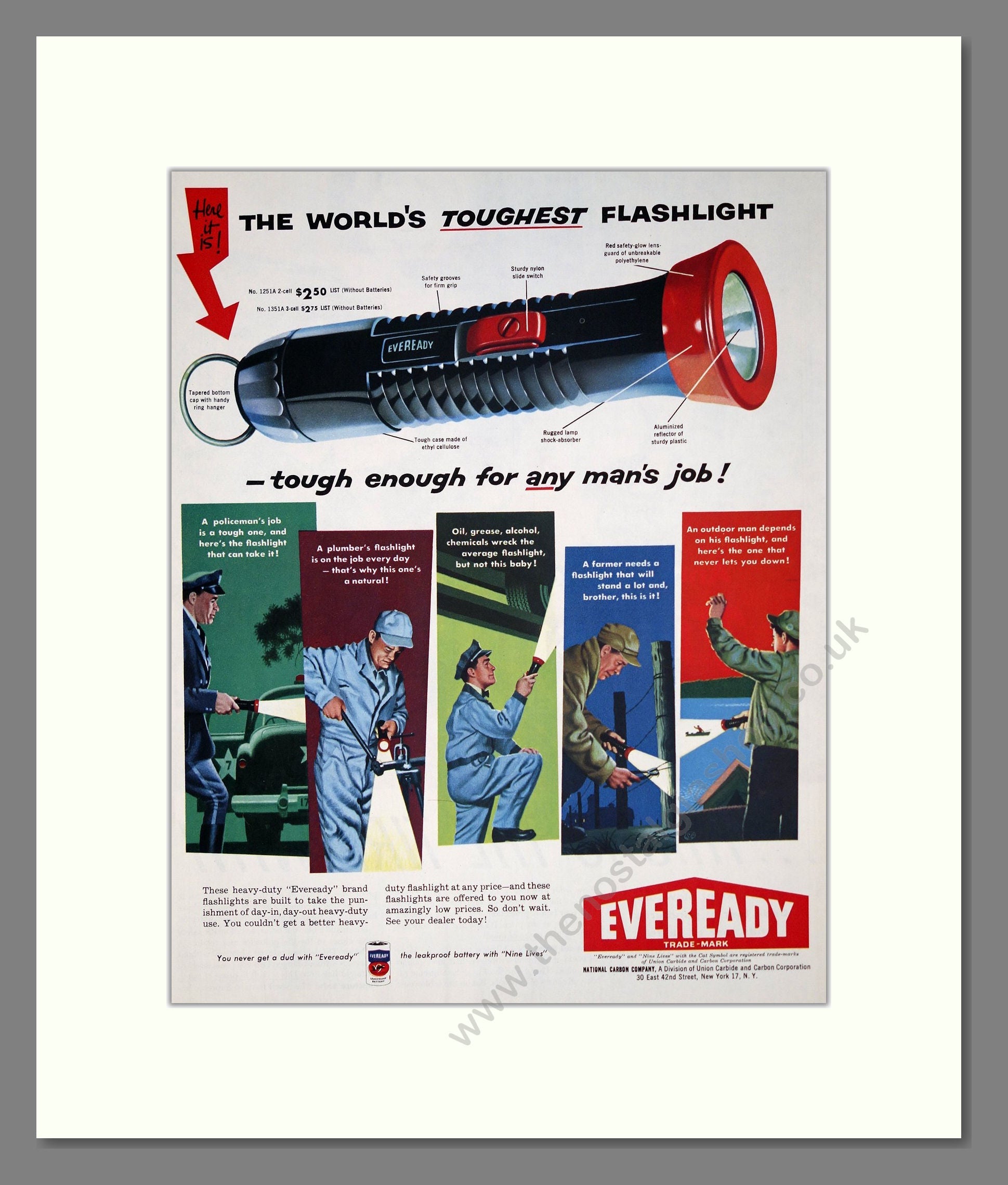 Eveready - World's Toughest Flashlight. Vintage Advert 1956 (ref AD303676)