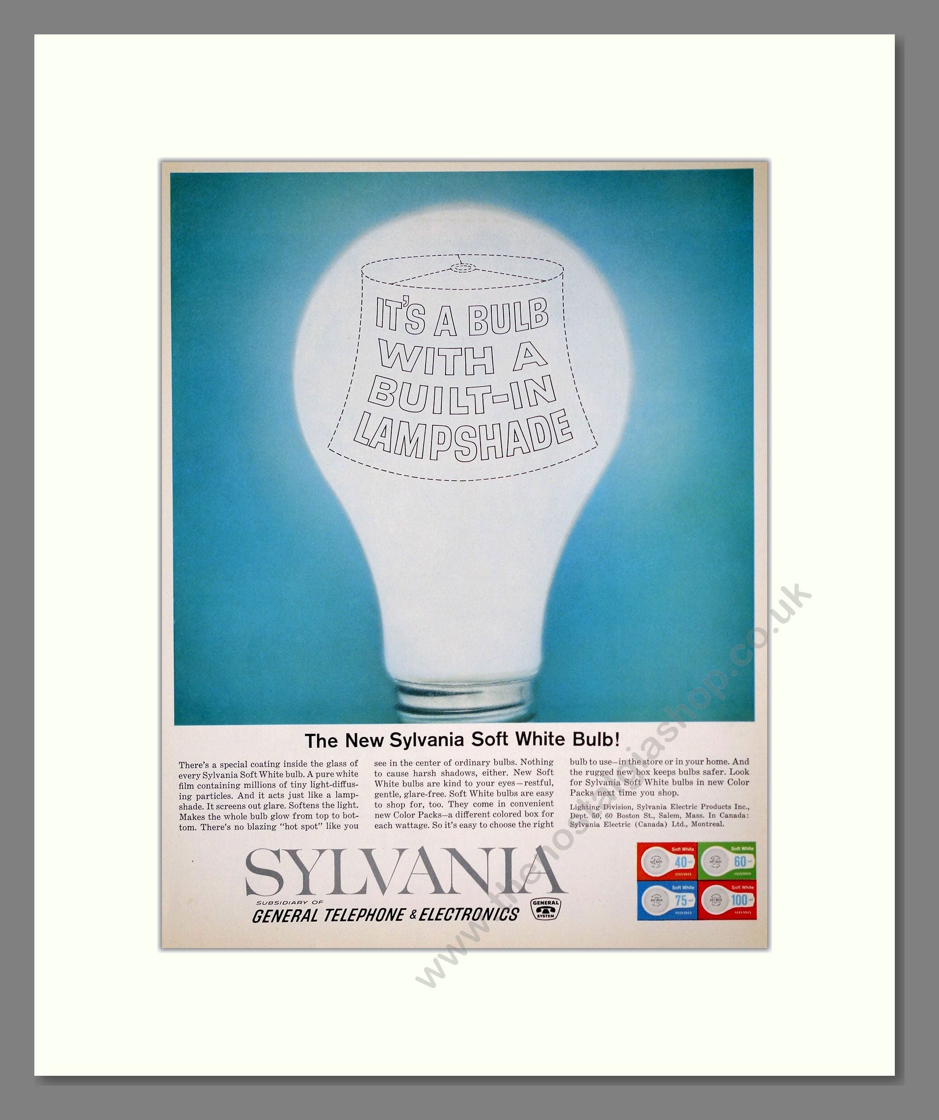 Sylvania - Light Bulbs. Vintage Advert 1962 (ref AD303680)