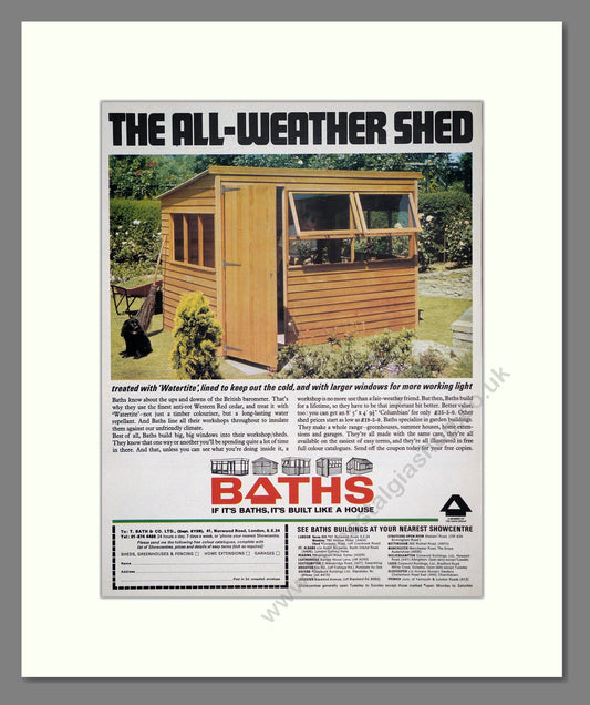Baths - Sheds. Vintage Advert 1968 (ref AD303690)
