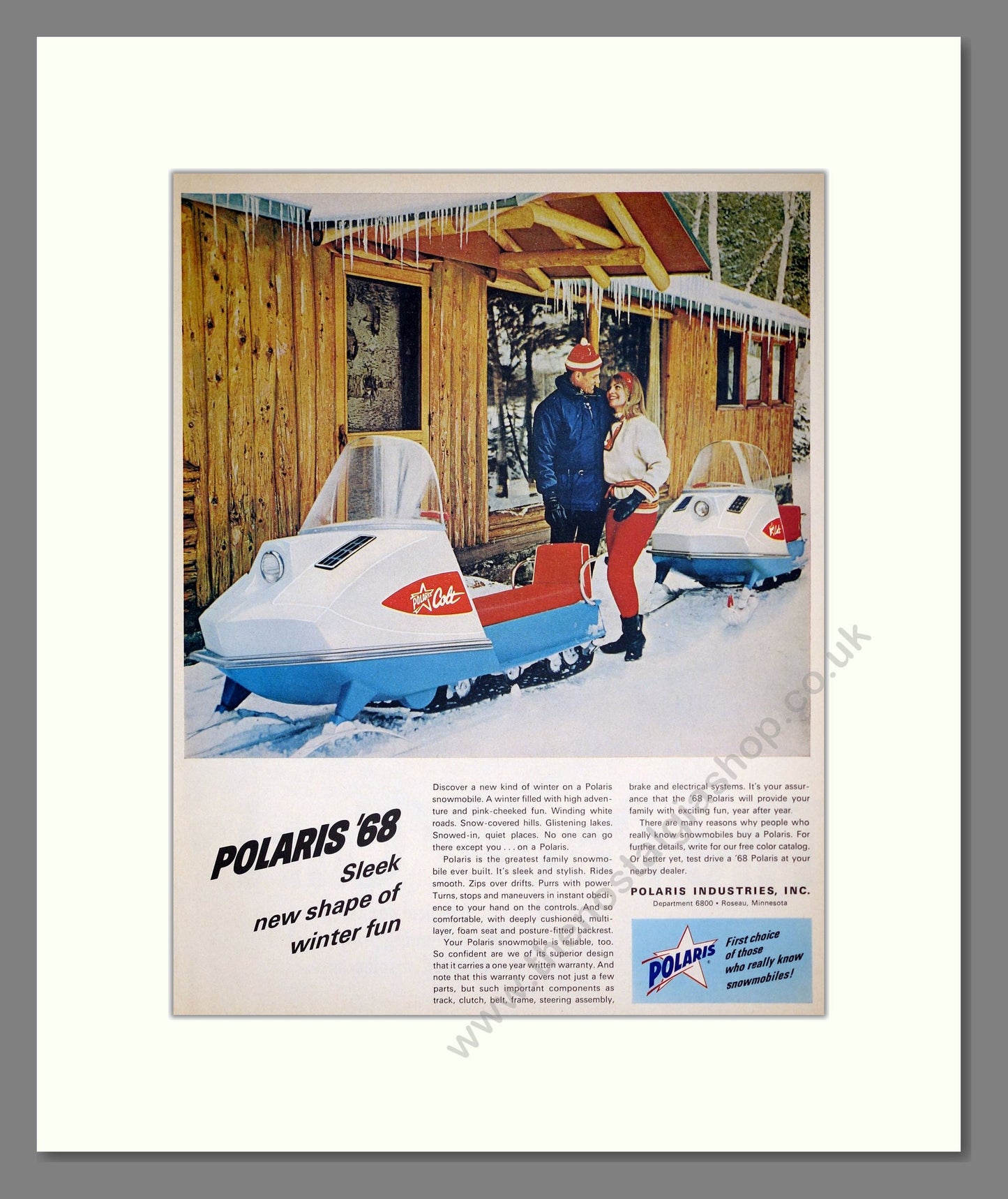 Polaris - Ski Mobile. Vintage Advert 1968 (ref AD303696)