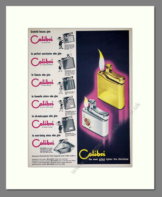 Colibri - Cigarette Lighters. Vintage Advert 1960 (ref AD303697)