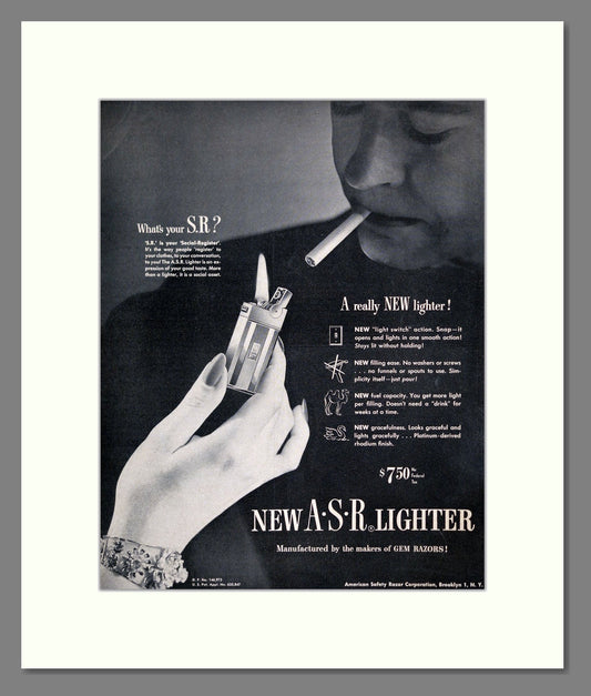 American Safety Razors - Cigarette Lighters. Vintage Advert 1947 (ref AD303699)