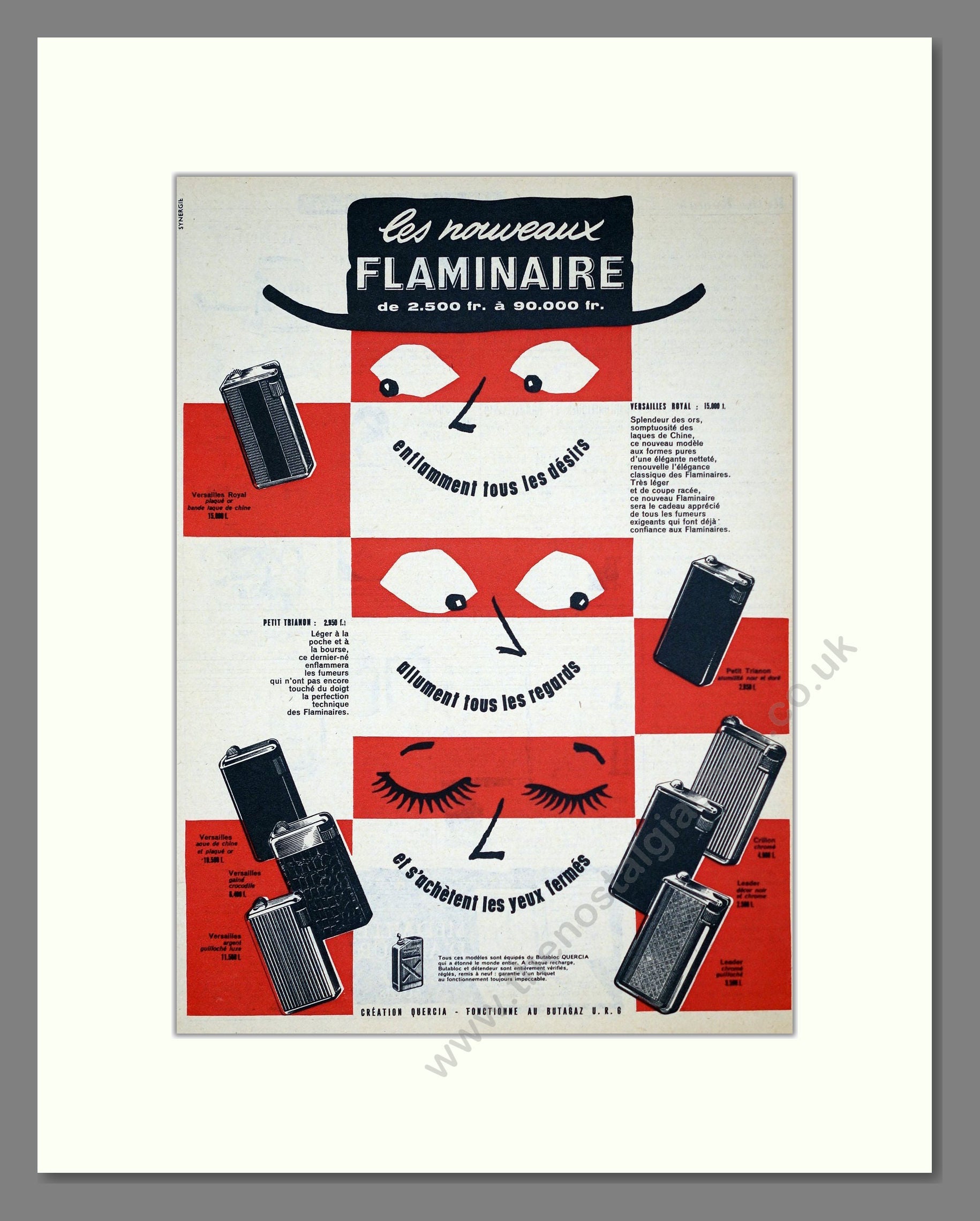 Flaminaire - Cigarette Lighters (French Advert). Vintage Advert 1957 (ref AD303701)
