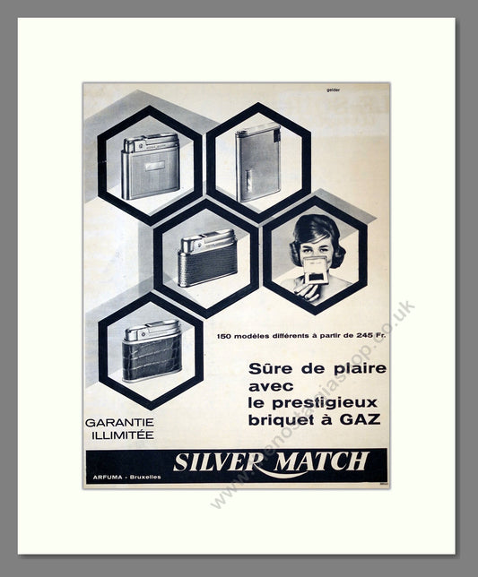 Silver Match - Cigarette Lighters (French Advert). Vintage Advert 1960 (ref AD303702)