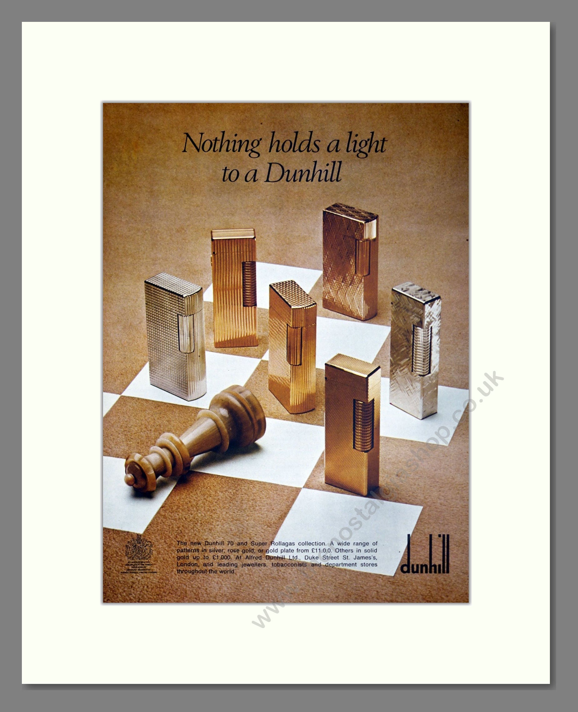Dunhill - Cigarette Lighters. Vintage Advert 1969 (ref AD303705)