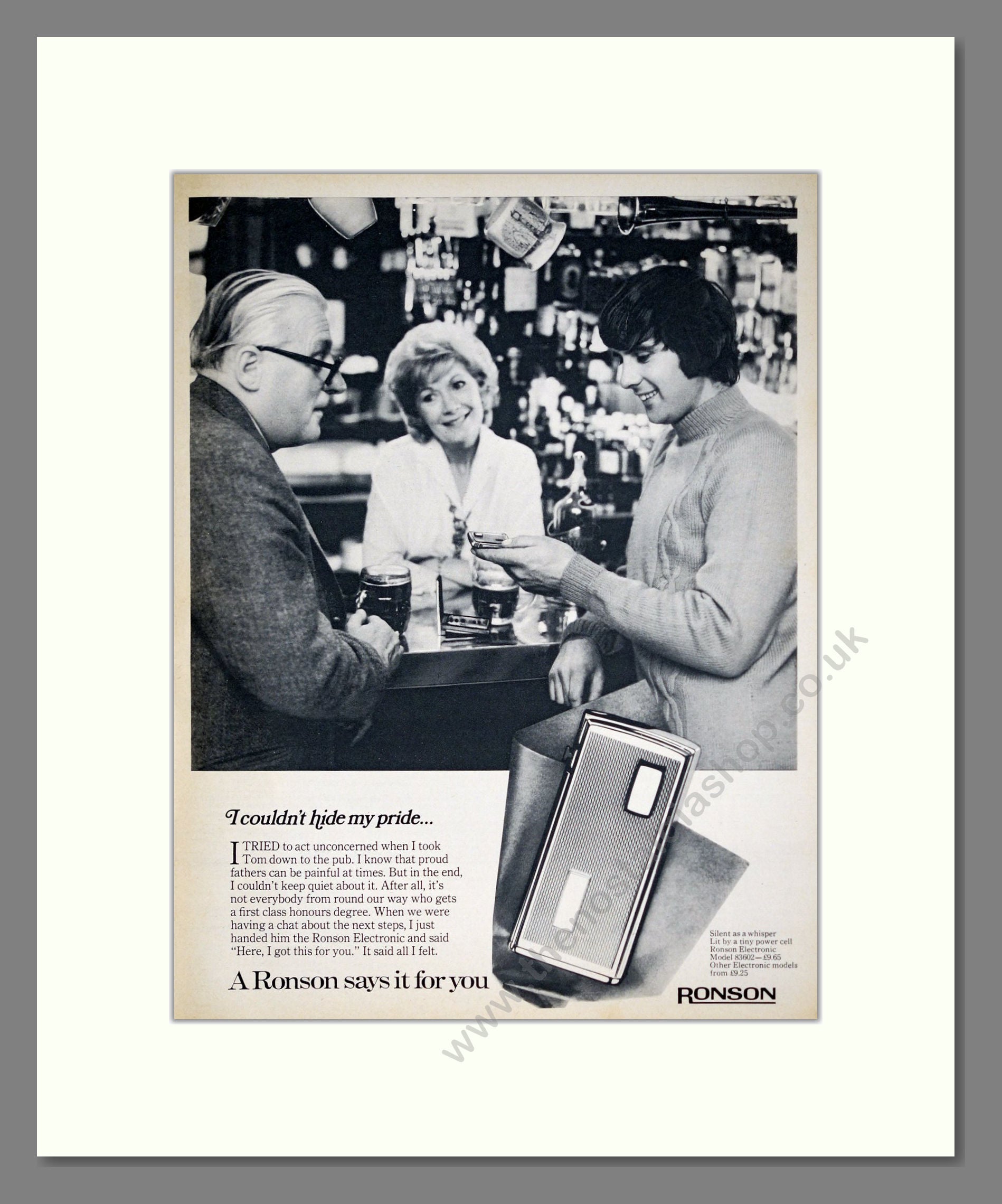 Ronson - Cigarette Lighters. Vintage Advert 1972 (ref AD303706)
