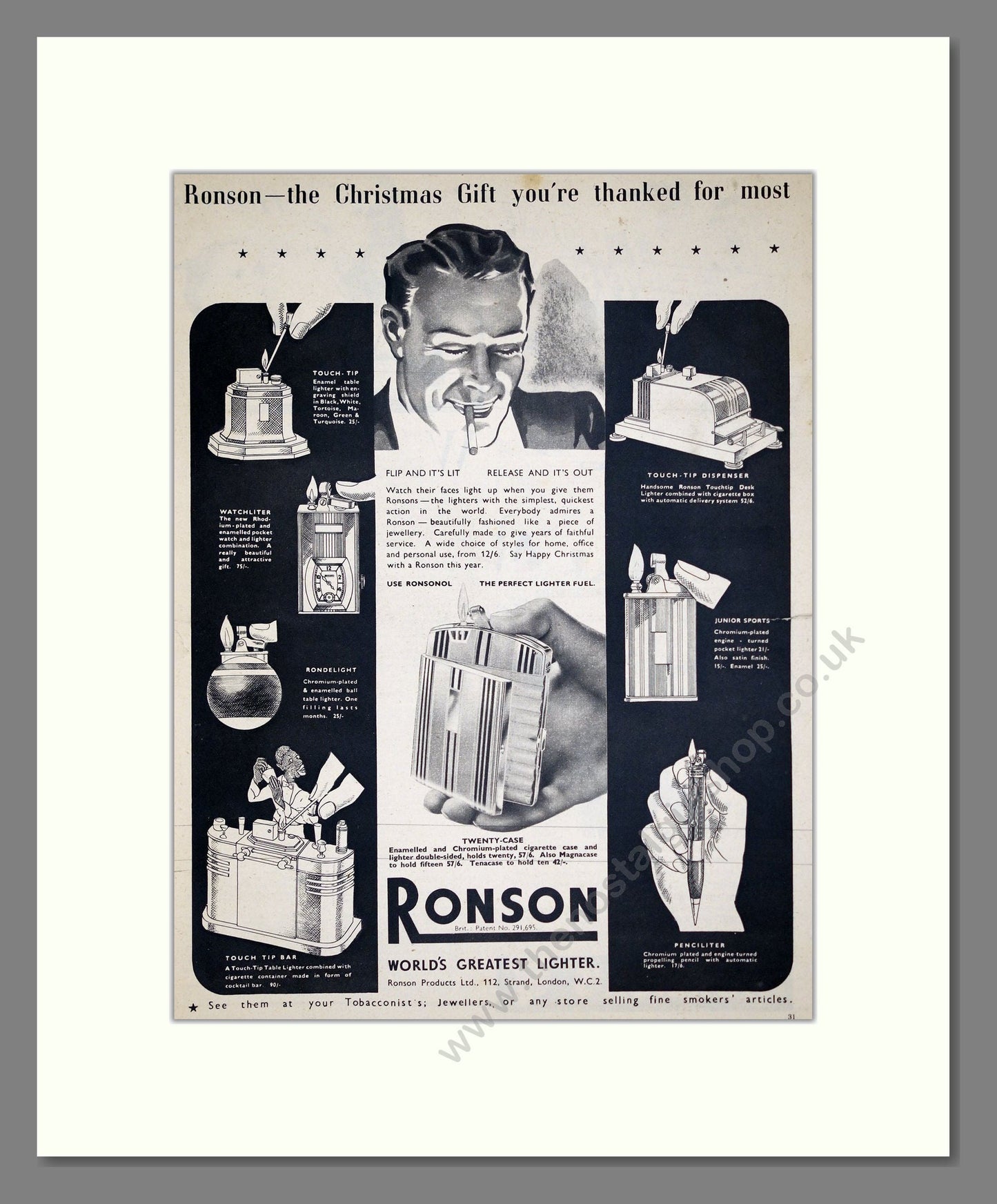 Ronson - Cigarette Lighters. Vintage Advert 1936 (ref AD303709)