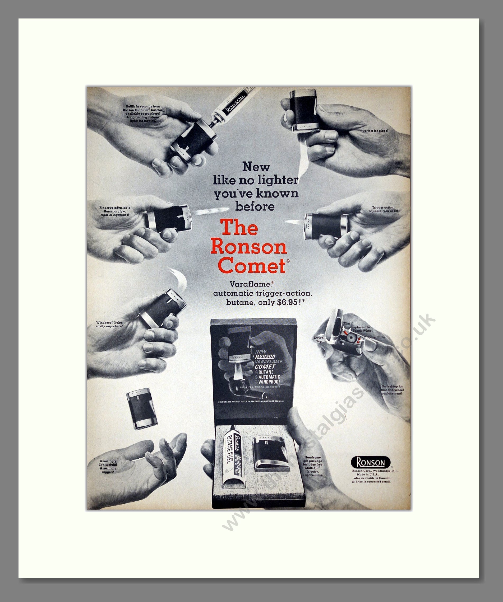 Ronson - Comet Cigarette Lighter. Vintage Advert 1965 (ref AD303711)