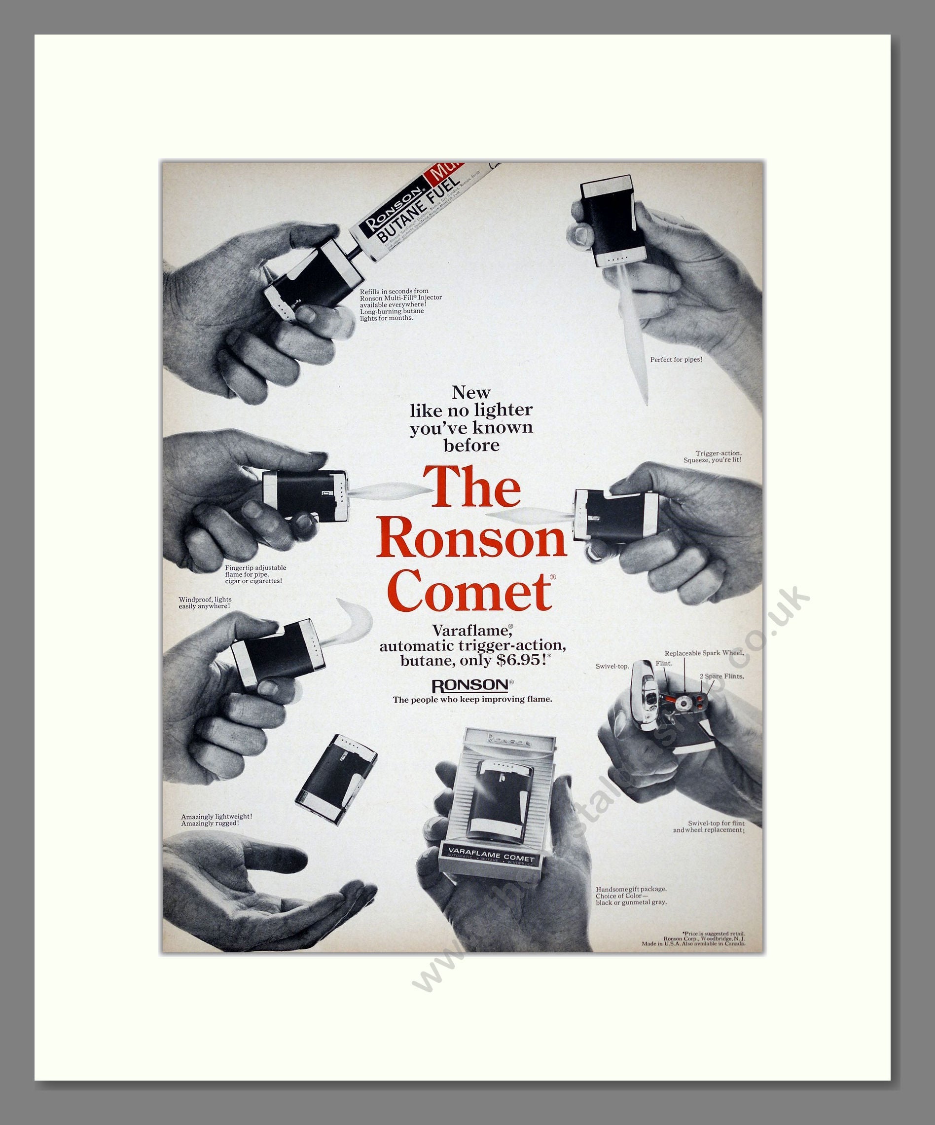 Ronson - Comet Cigarette Lighter. Vintage Advert 1967 (ref AD303712)