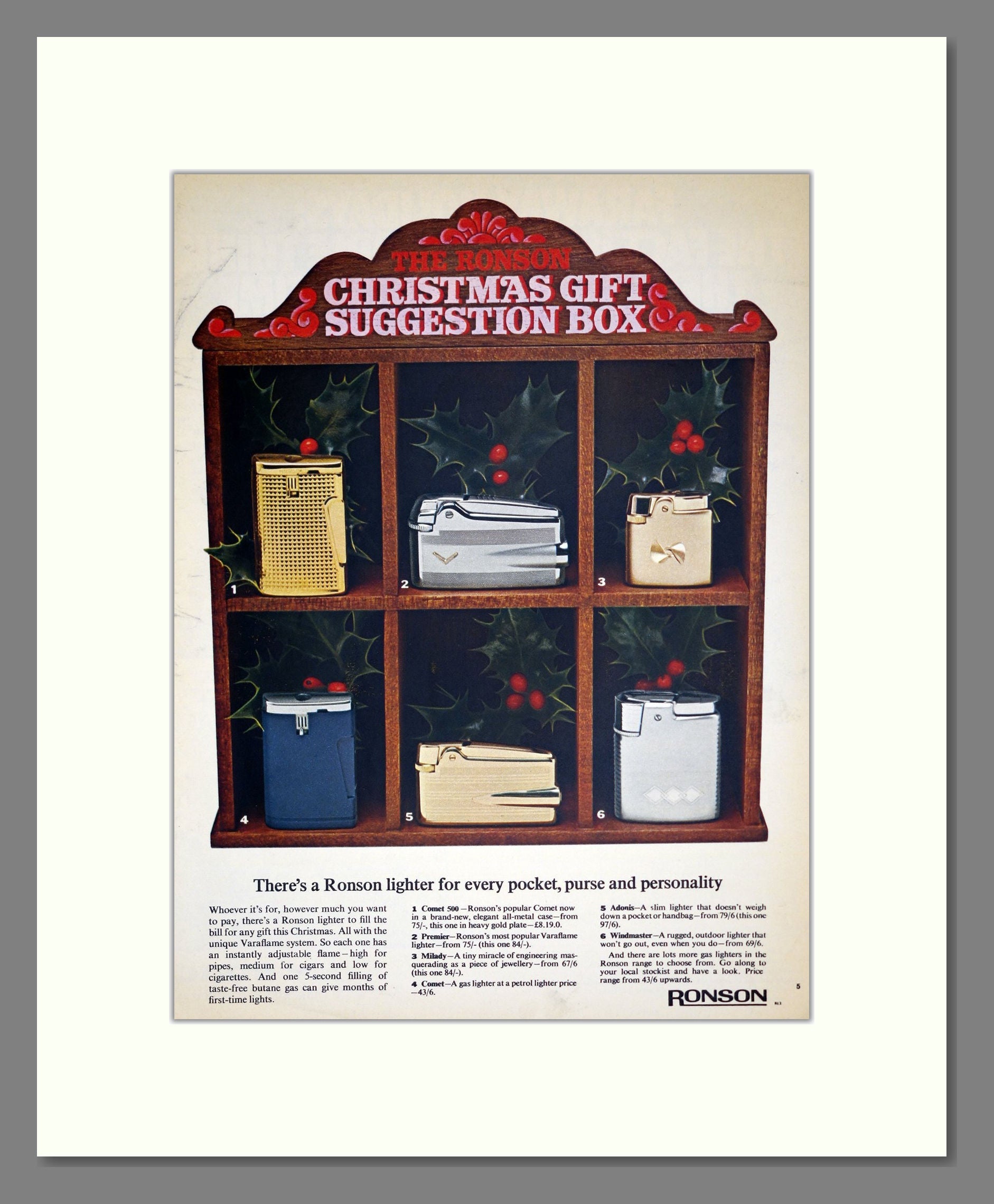 Ronson - Cigarette Lighters. Vintage Advert 1969 (ref AD303713)