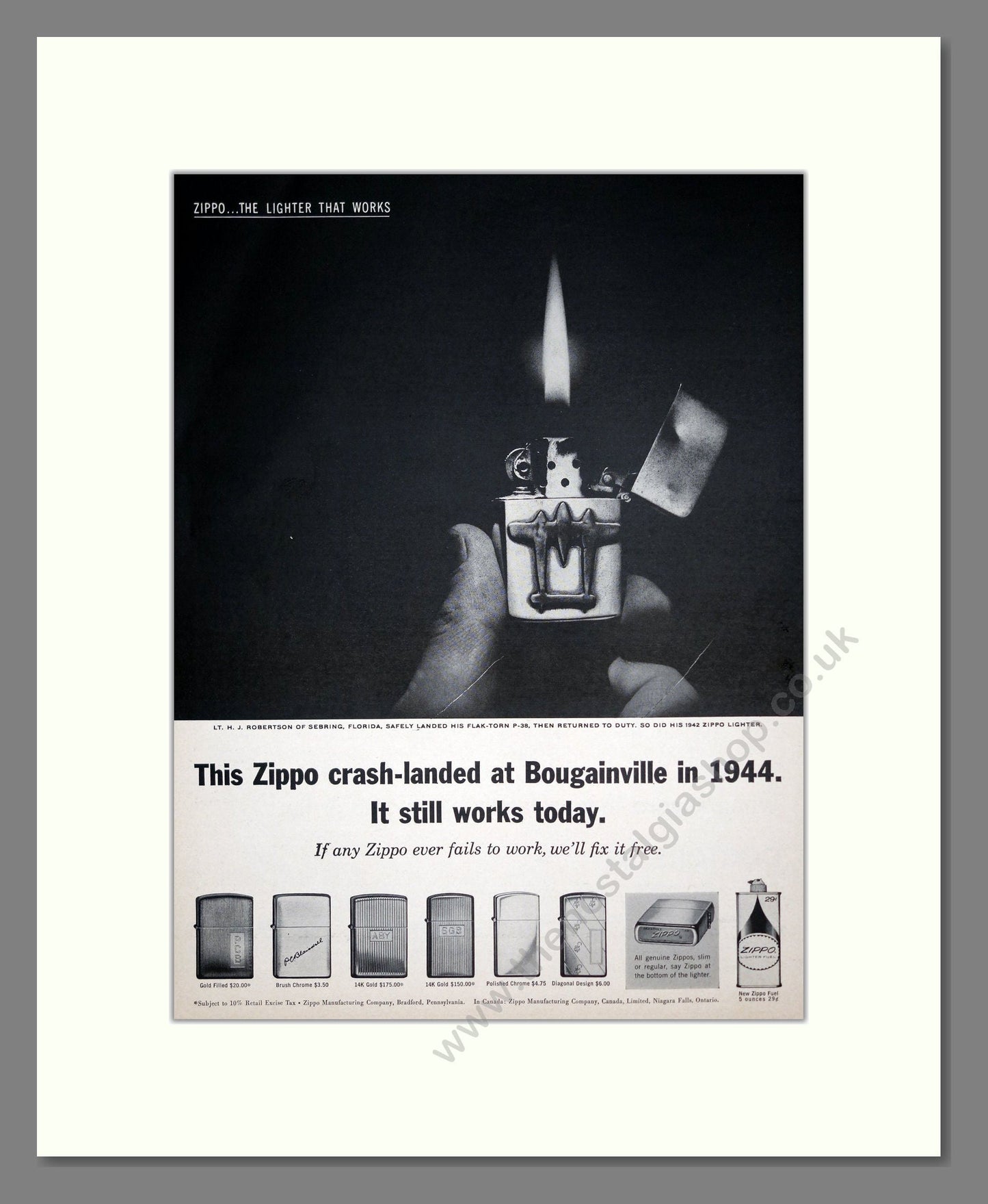 Zippo - Cigarette Lighters. Vintage Advert 1962 (ref AD303715)