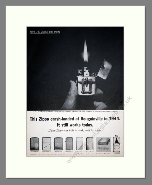 Zippo - Cigarette Lighters. Vintage Advert 1962 (ref AD303715)