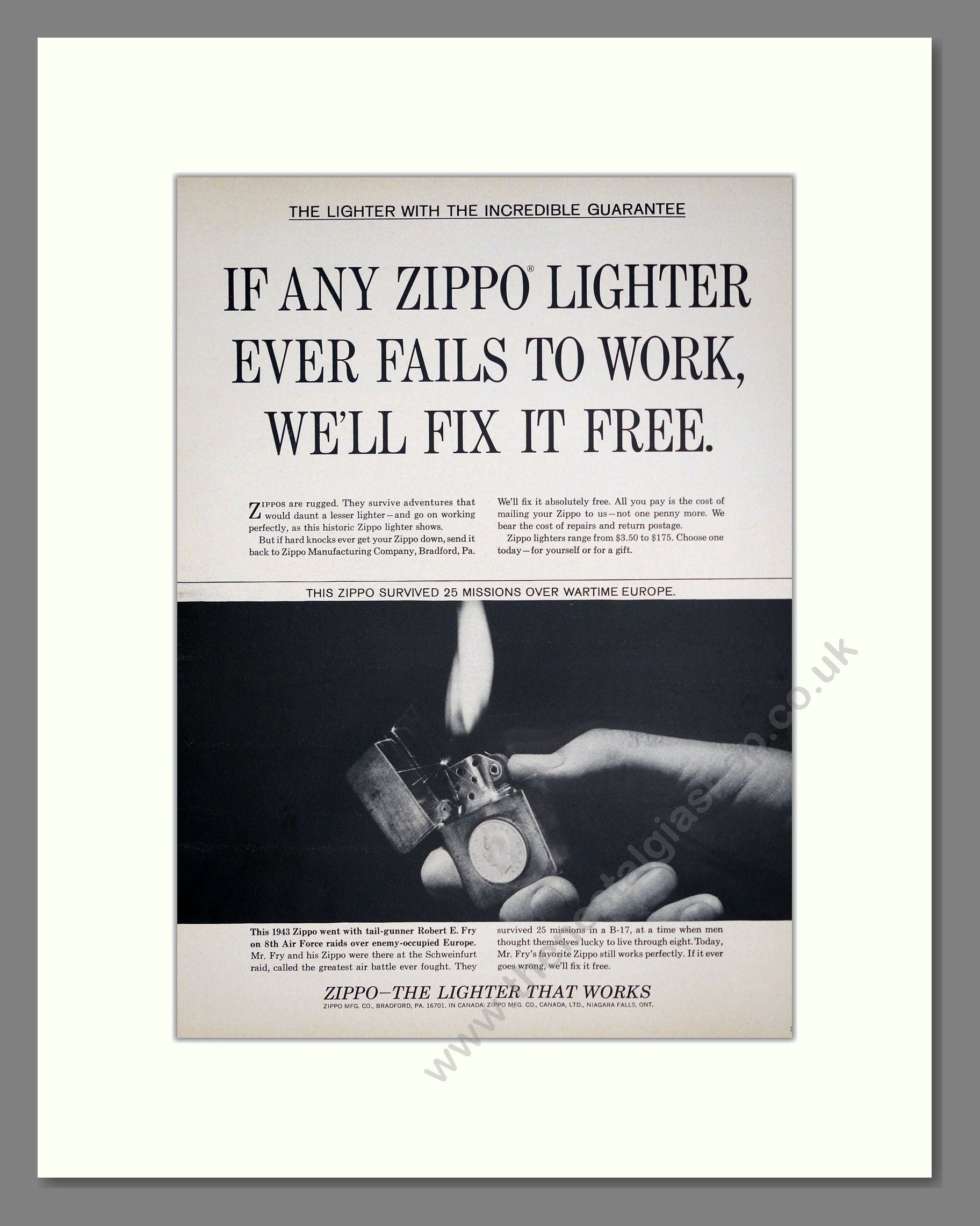 Zippo - Cigarette Lighters. Vintage Advert 1965 (ref AD303716)