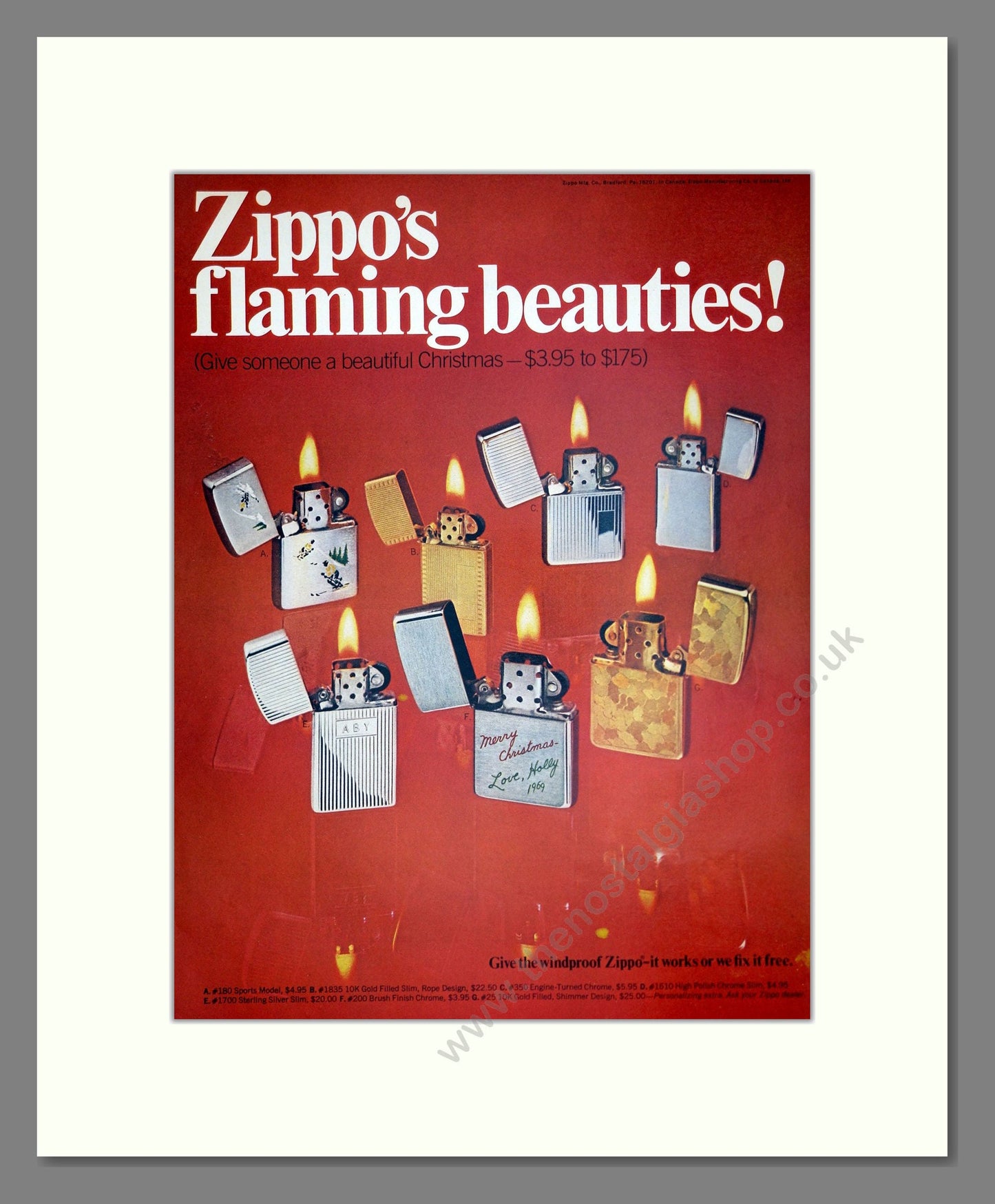 Zippo - Cigarette Lighters. Vintage Advert 1969 (ref AD303720)